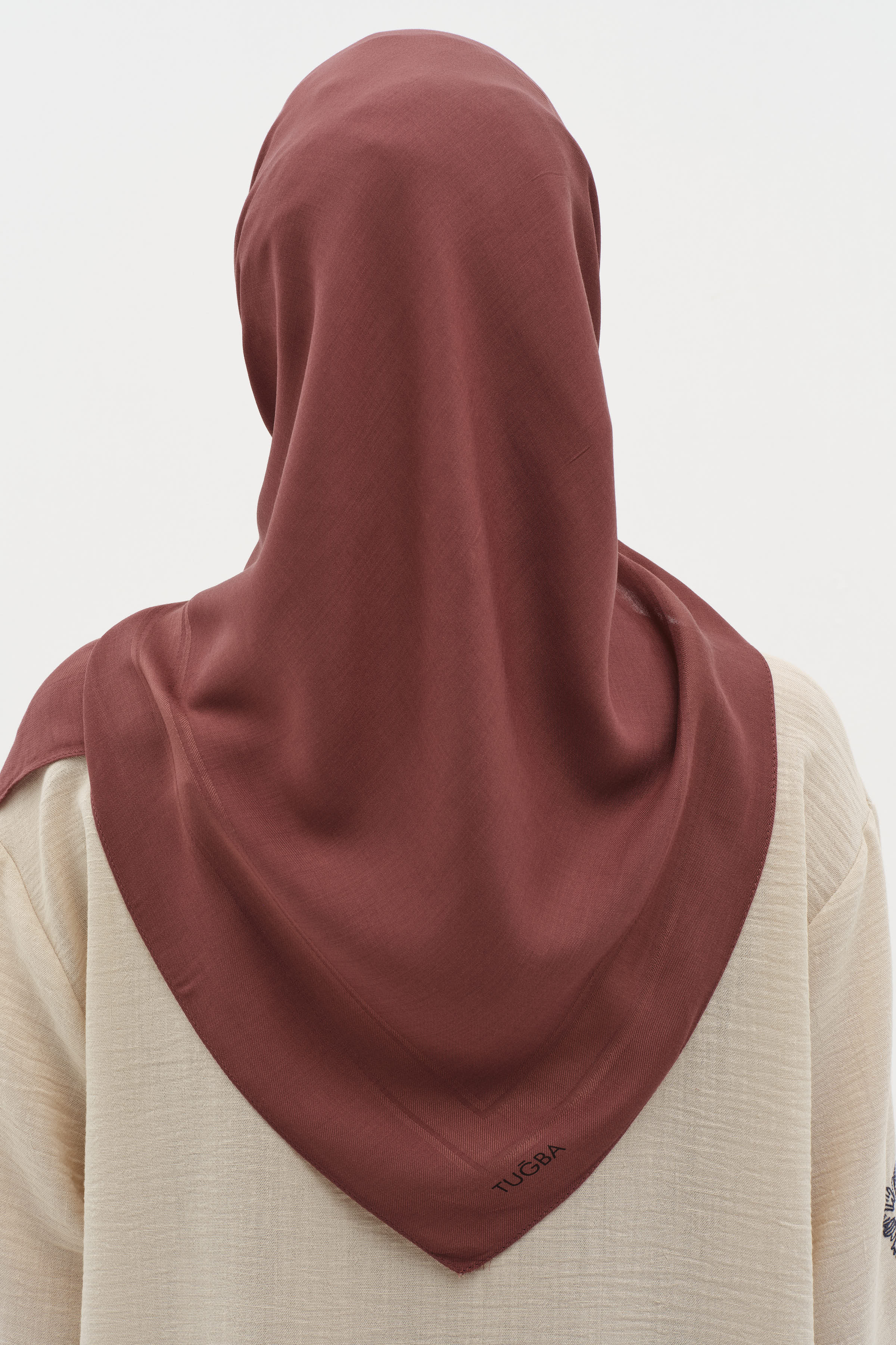 Natural Kenar Detaylı Eşarp - Bordo TUGBA