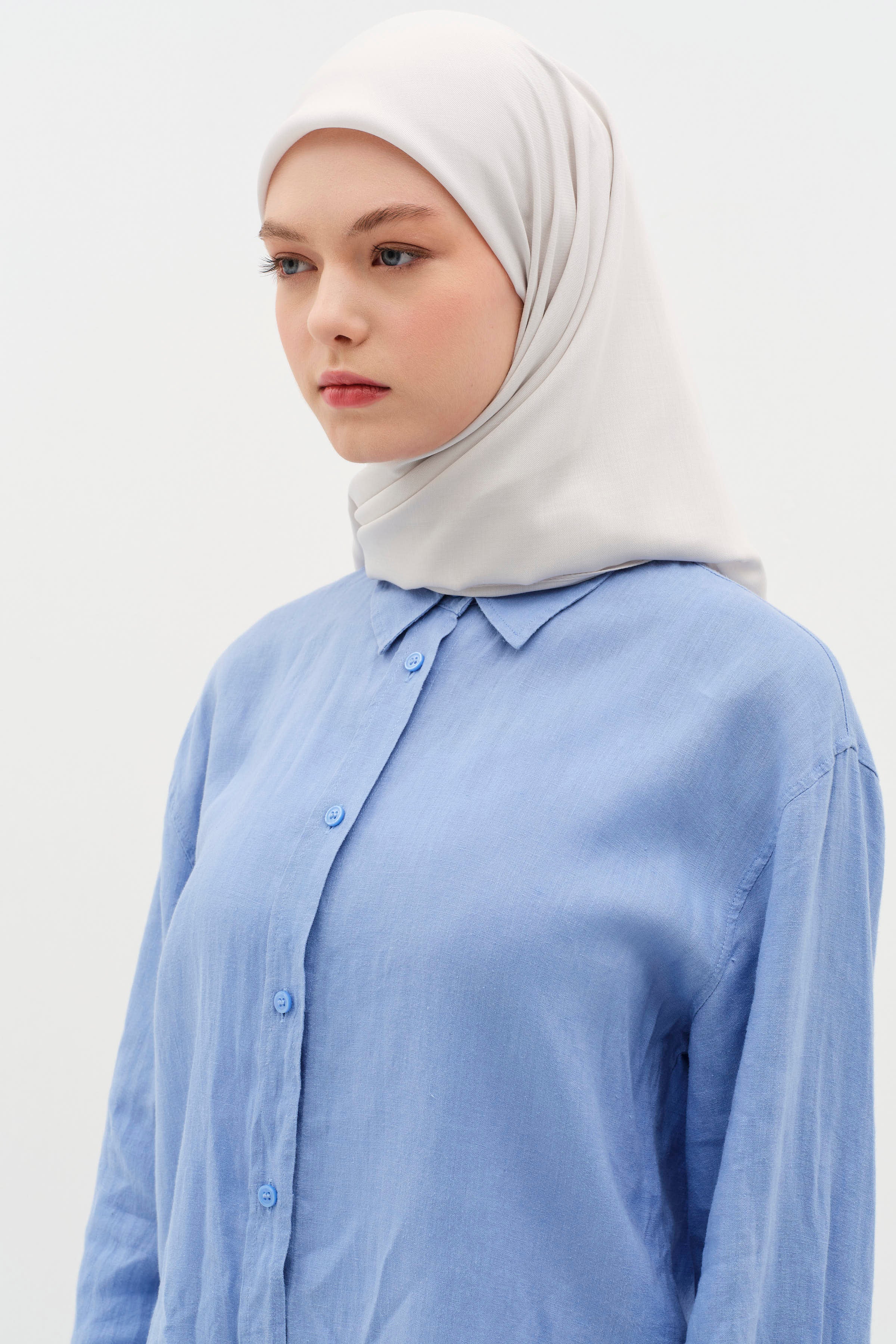 Natural Kenar Detaylı Eşarp - Gri TUGBA