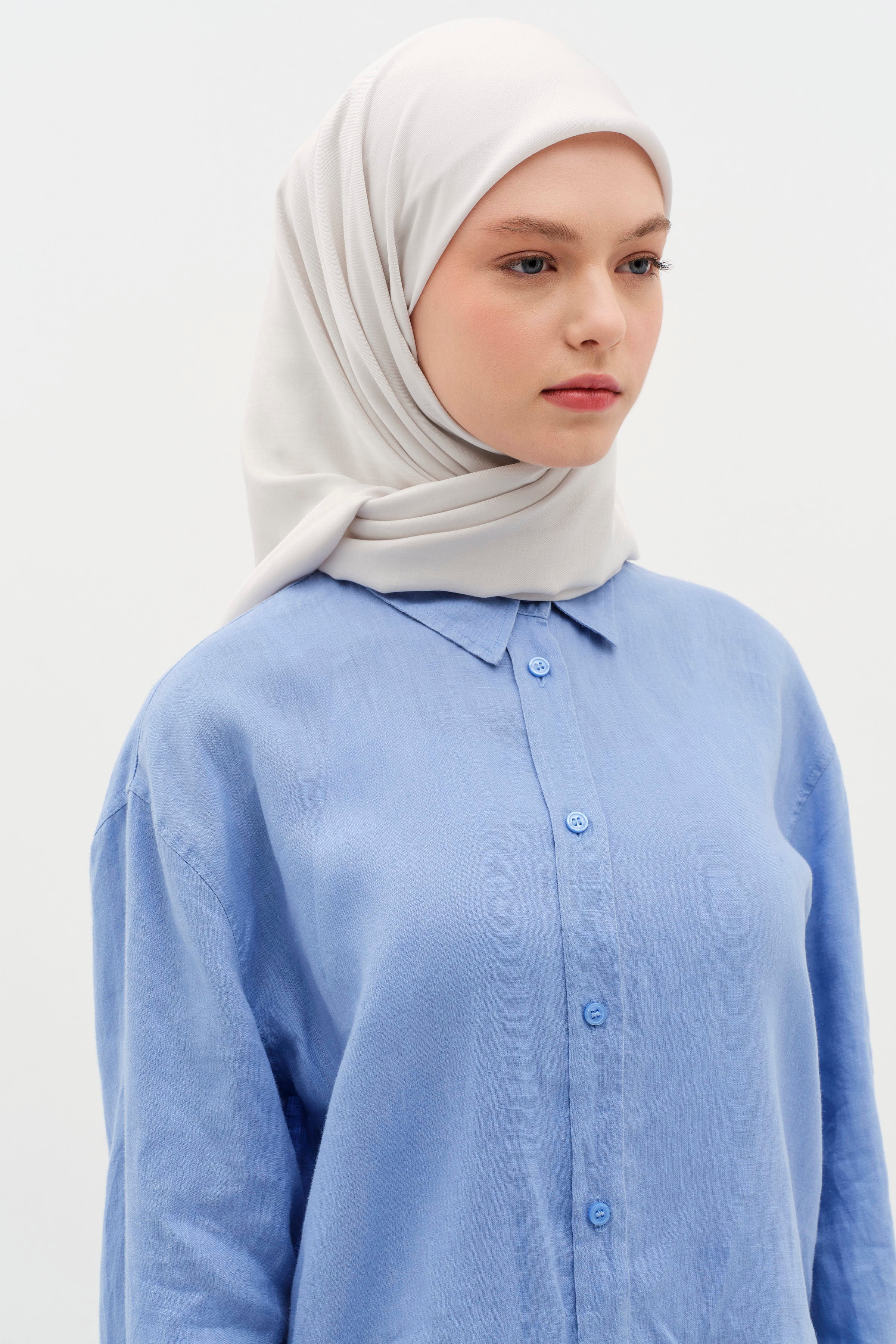 Natural Kenar Detaylı Eşarp - Gri TUGBA