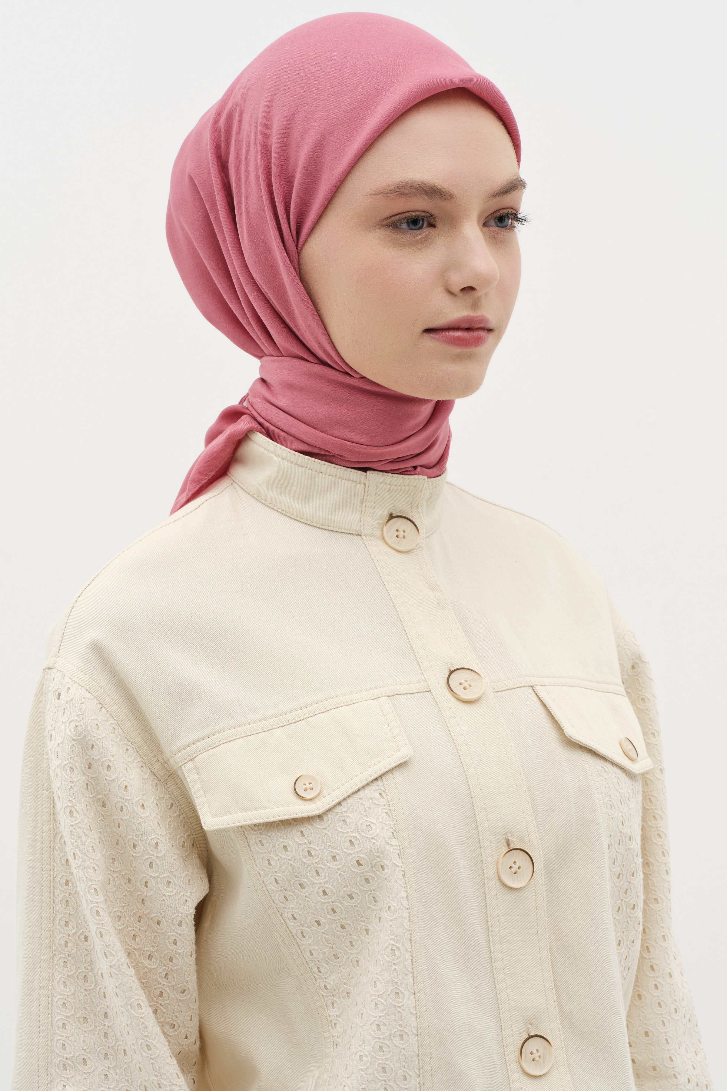 Natural Kenar Detaylı Eşarp - Gül Kurusu TUGBA