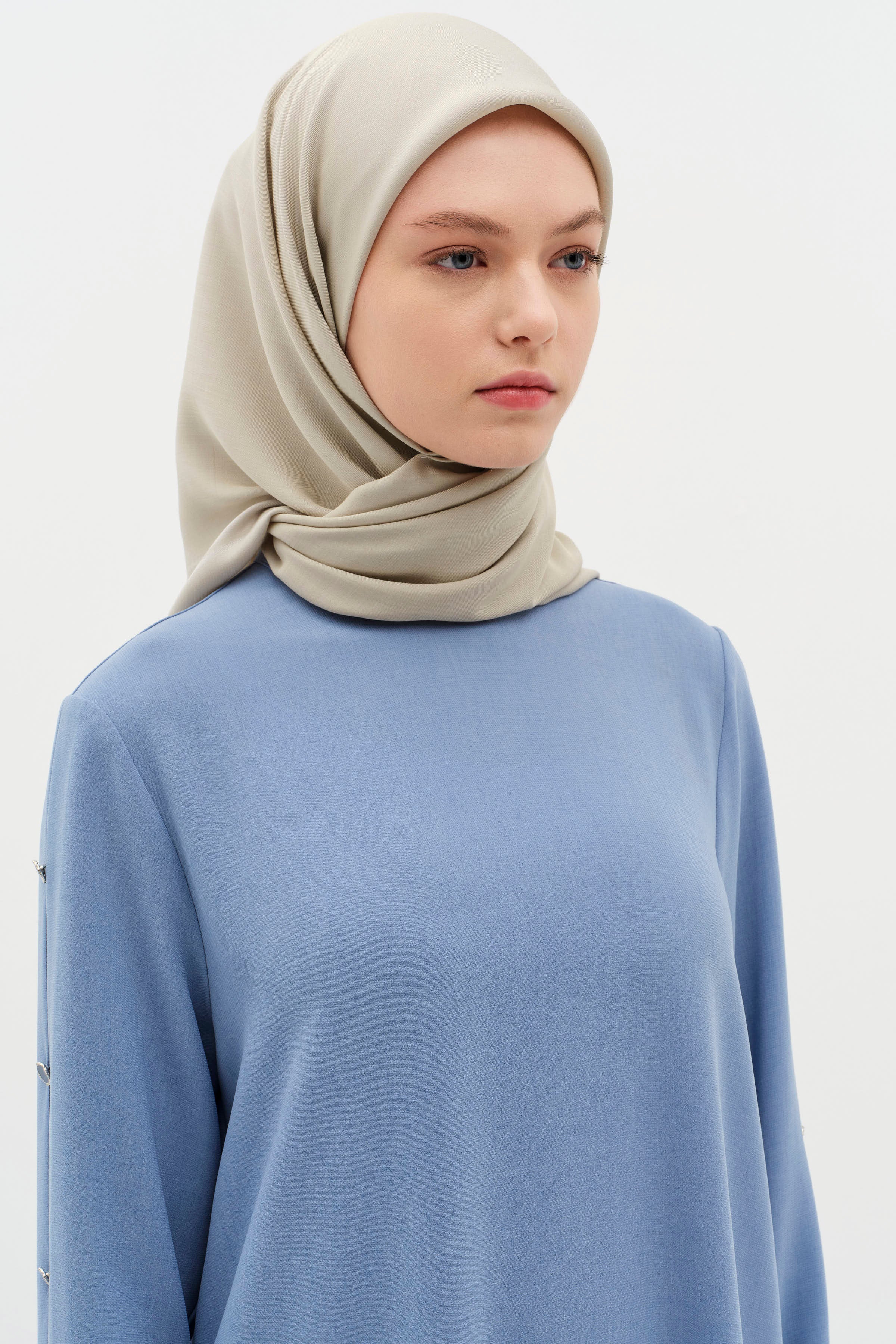 Natural Kenar Detaylı Eşarp - Haki TUGBA