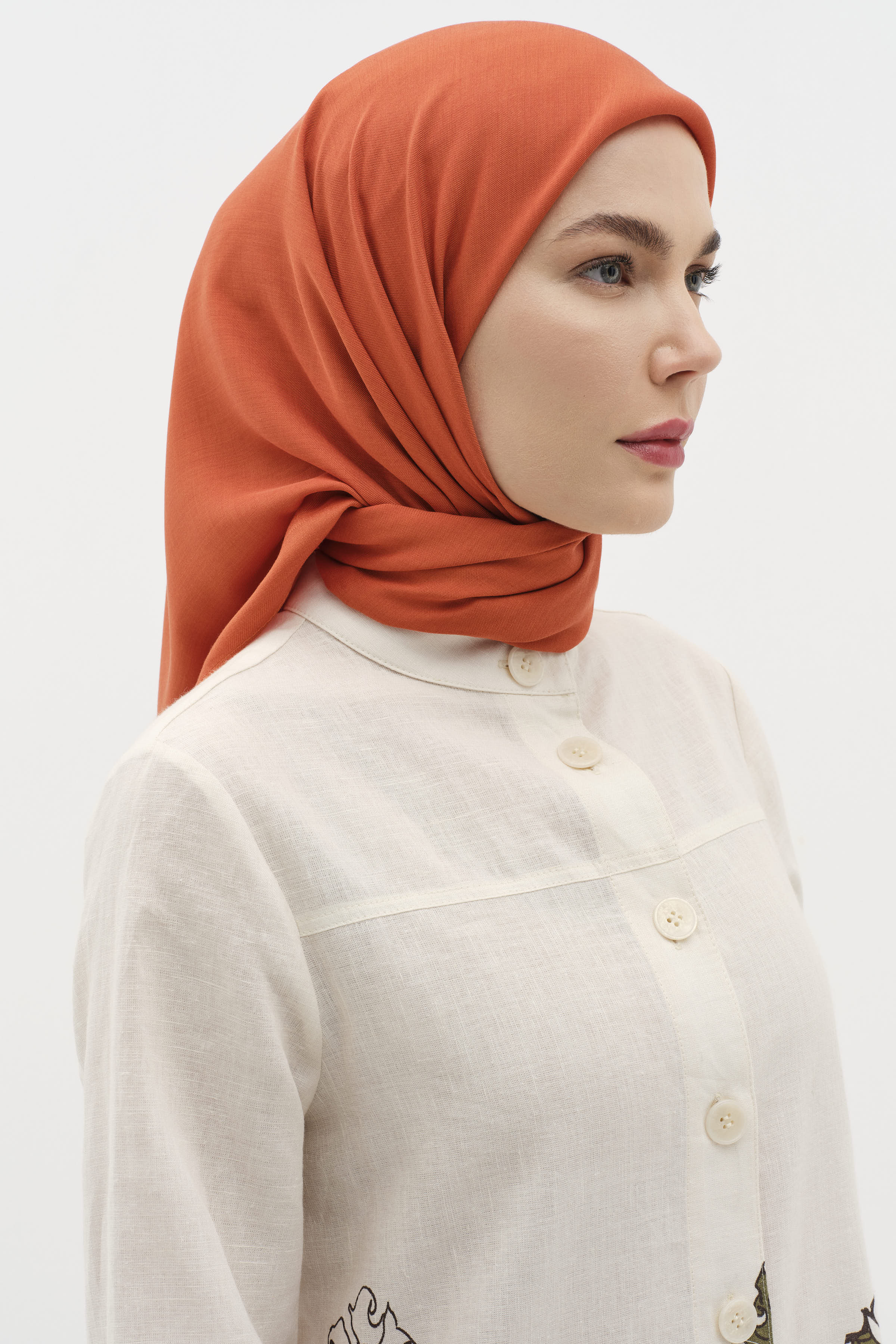 Natural Kenar Detaylı Eşarp - Kiremit TUGBA