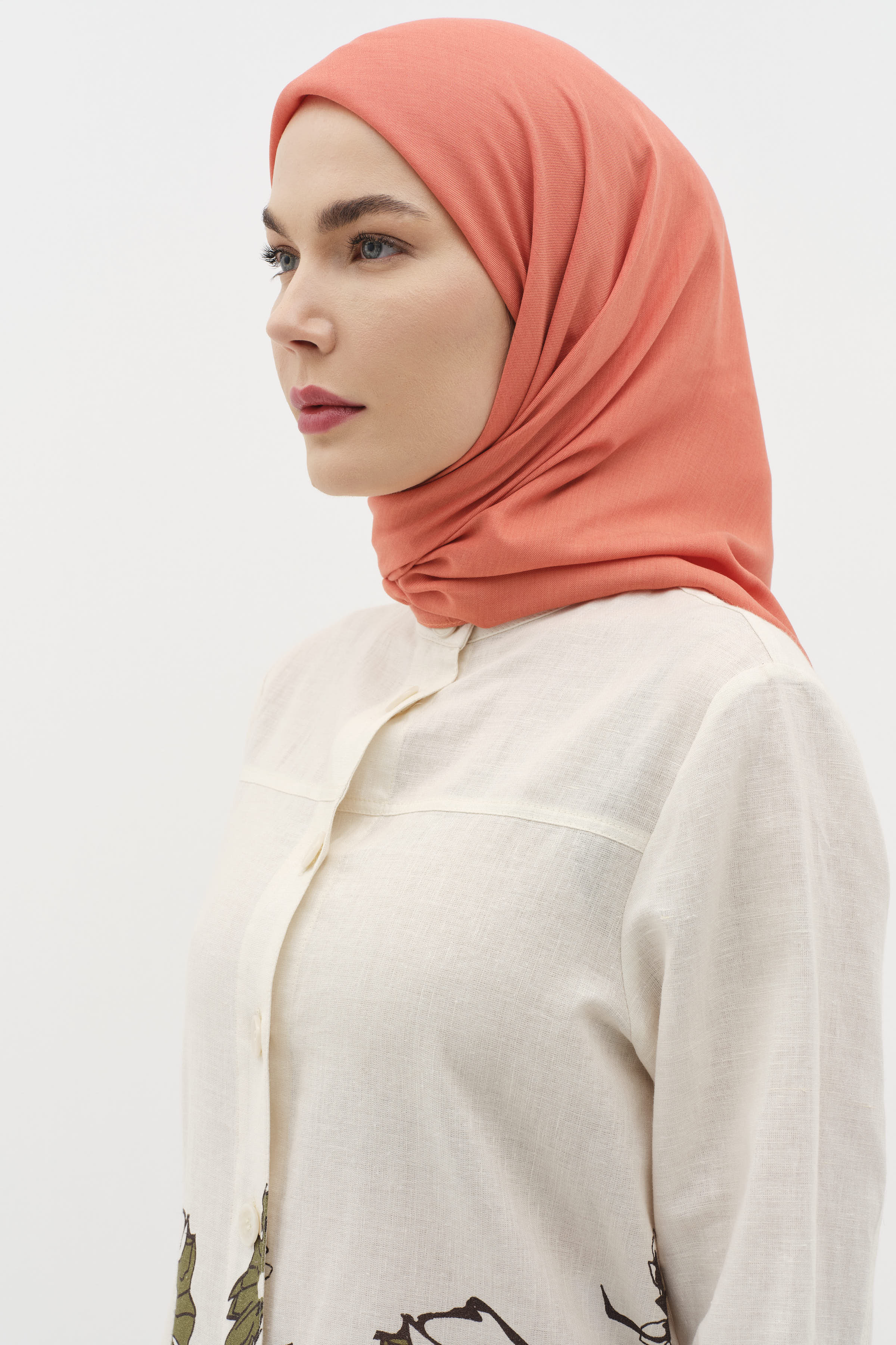 Natural Kenar Detaylı Eşarp - Oranj TUGBA