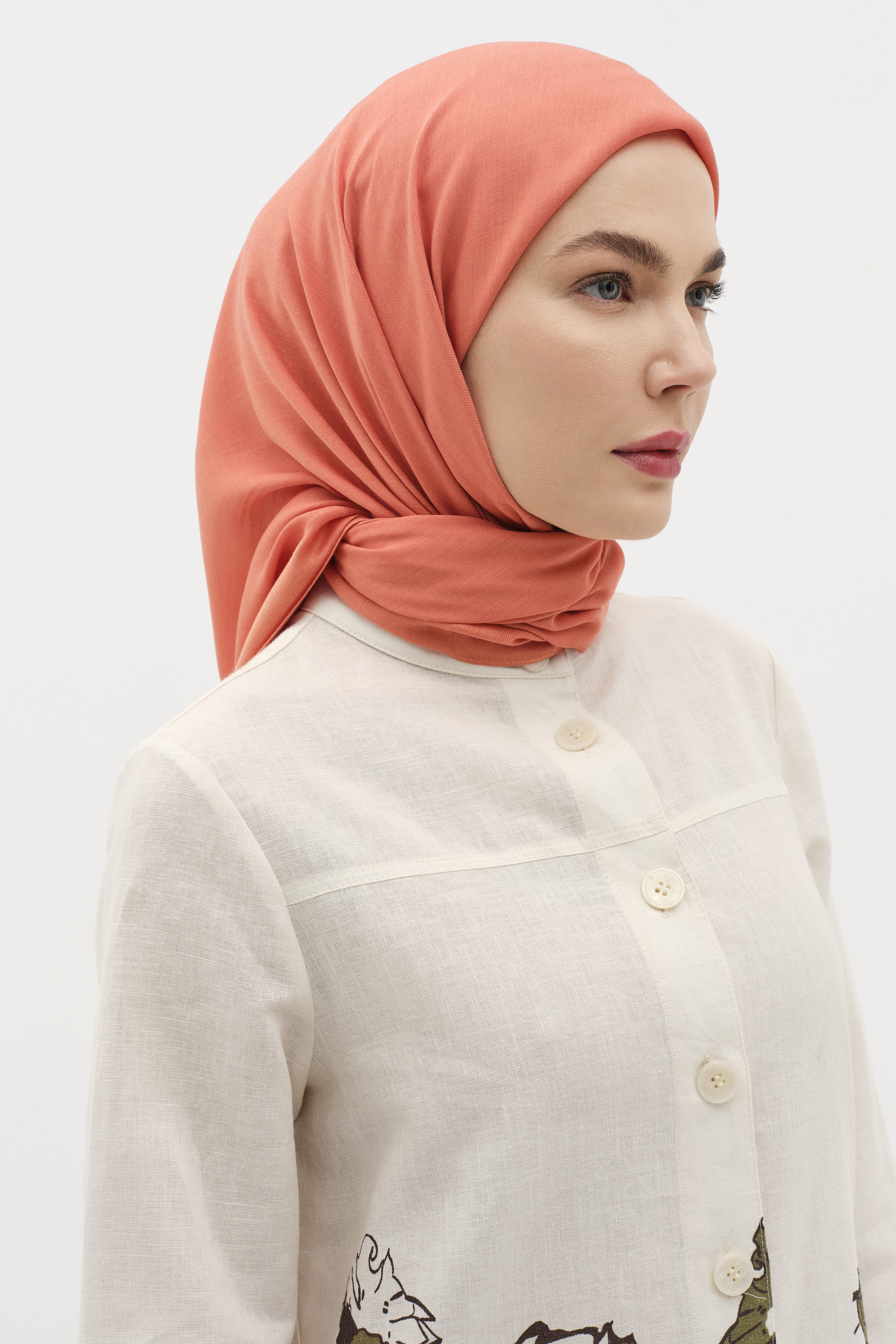 Natural Kenar Detaylı Eşarp - Oranj TUGBA