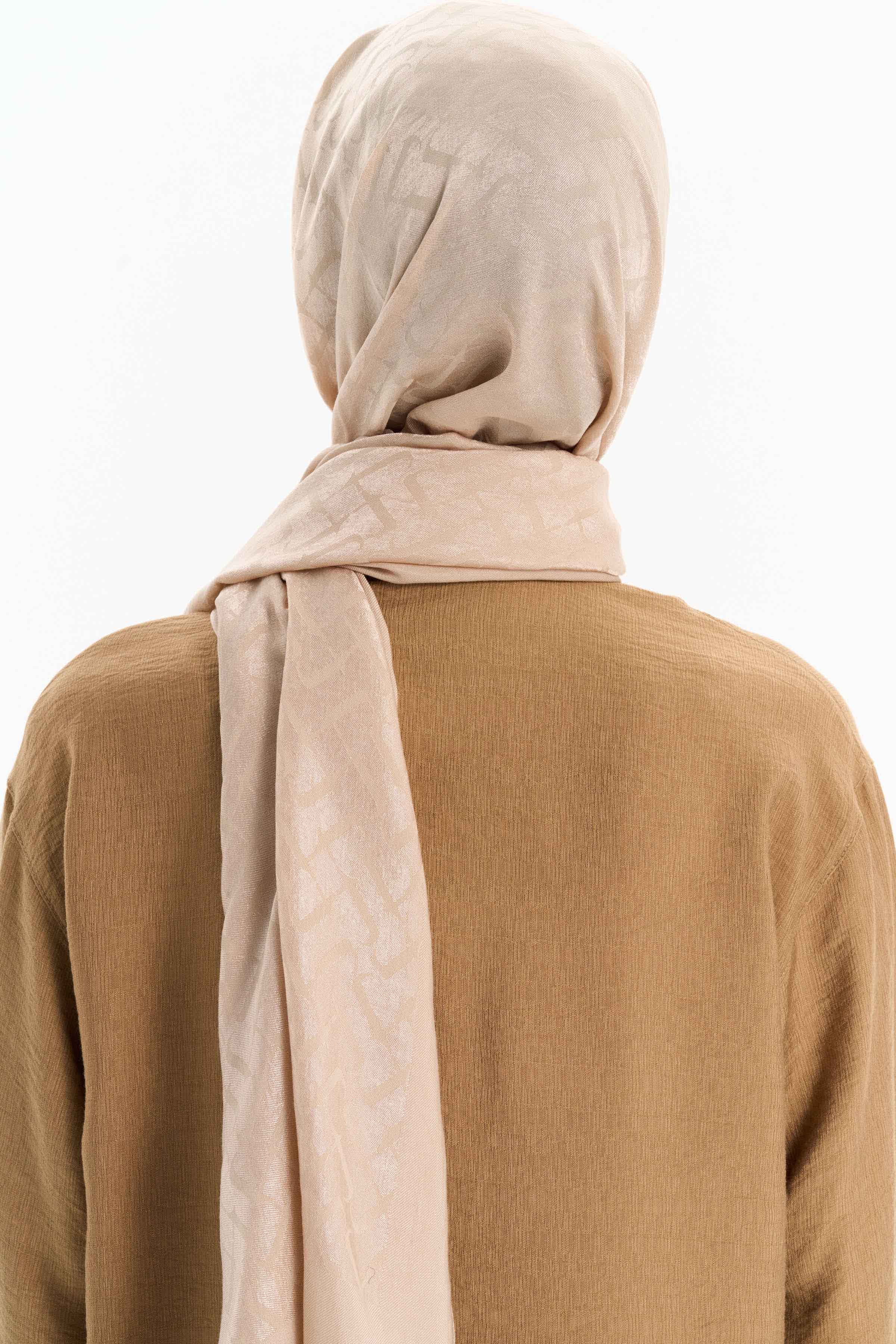 Natural T Desen Şal - Bej TUGBA