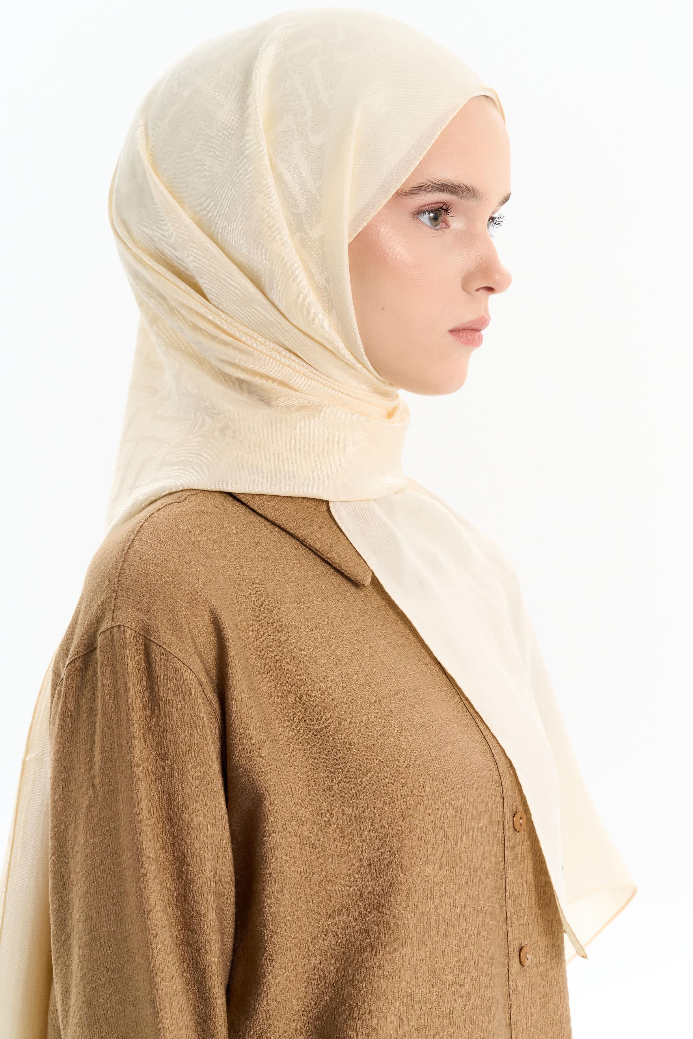 Natural T Desen Şal - Ekru TUGBA