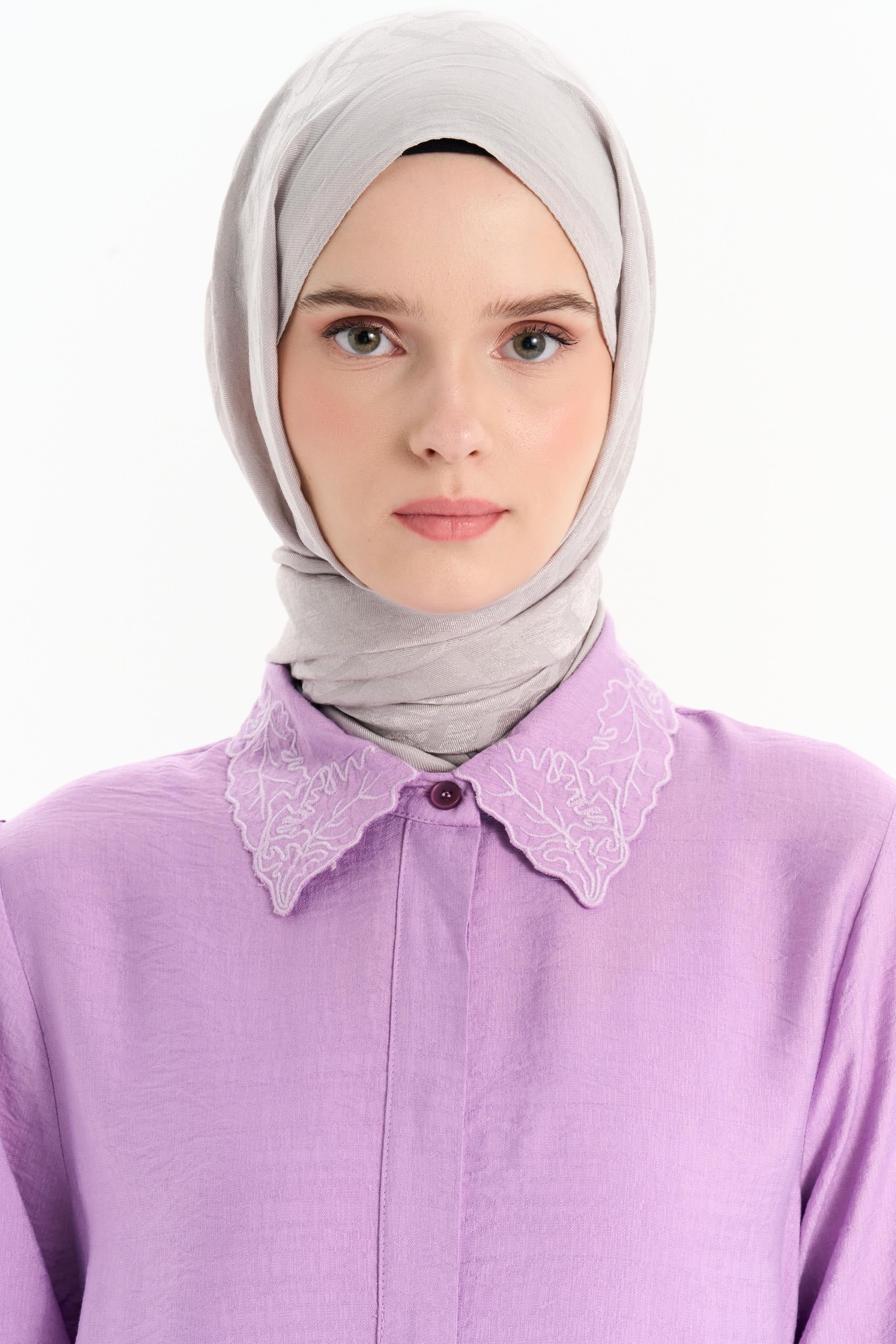 Natural T Desen Şal - Gri TUGBA