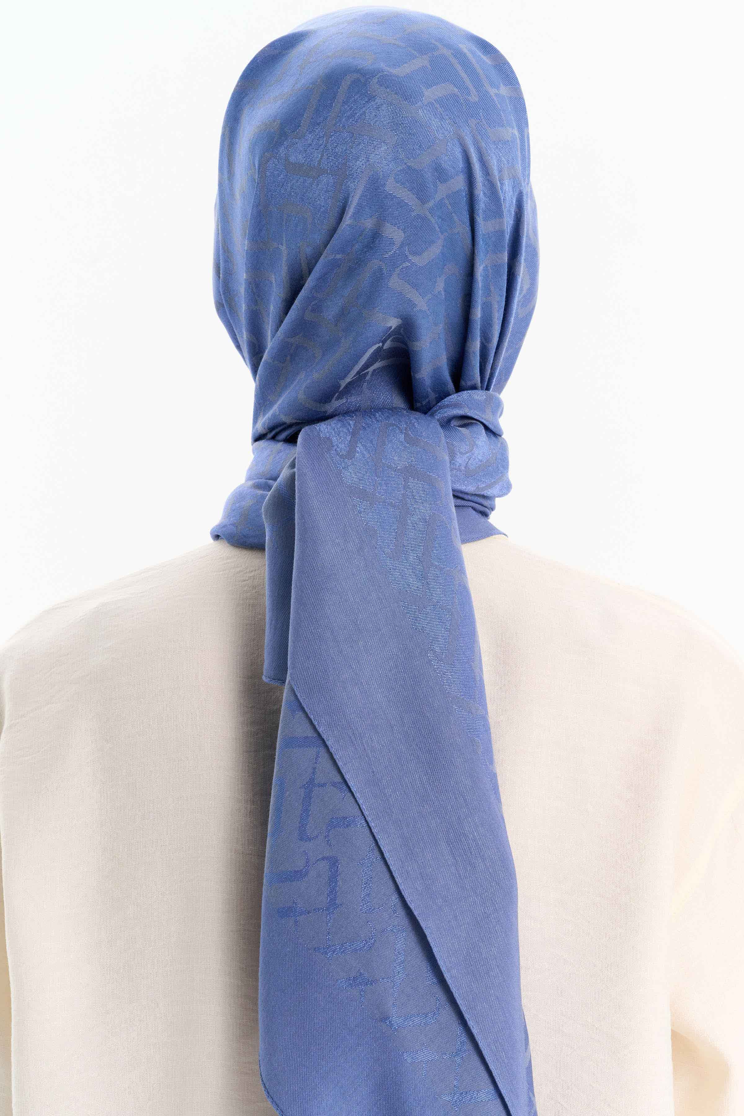 Natural T Desen Şal - İndigo TUGBA