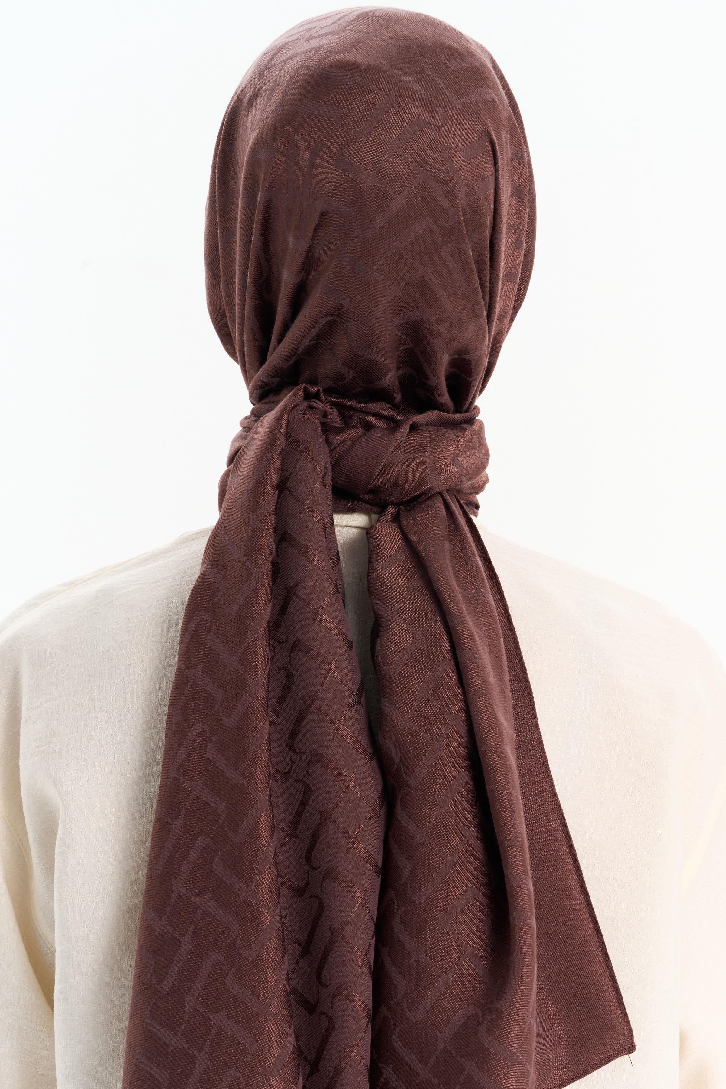 Natural T Desen Şal - Kahve TUGBA