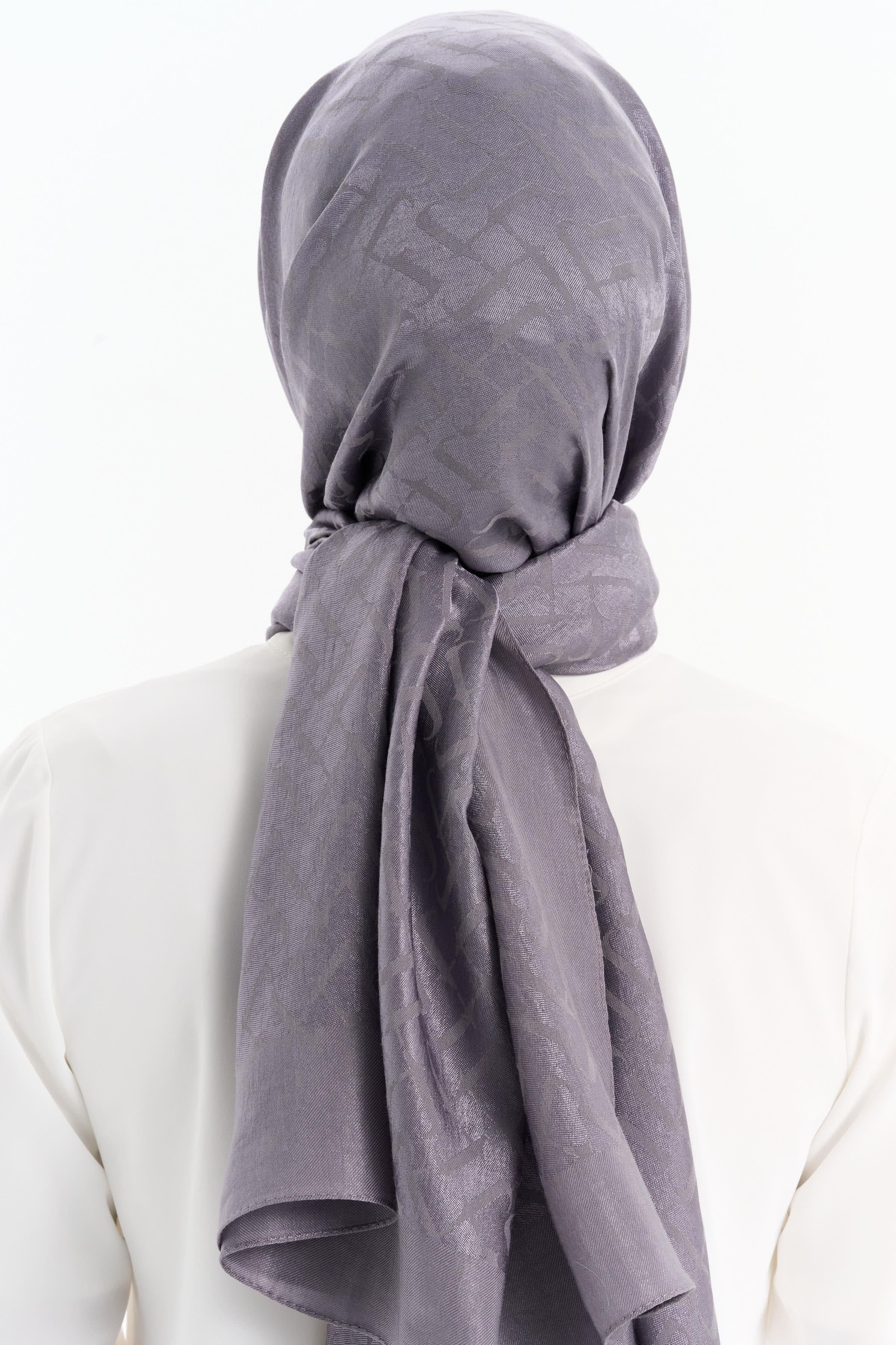 Natural T Desen Şal - Koyu Gri TUGBA