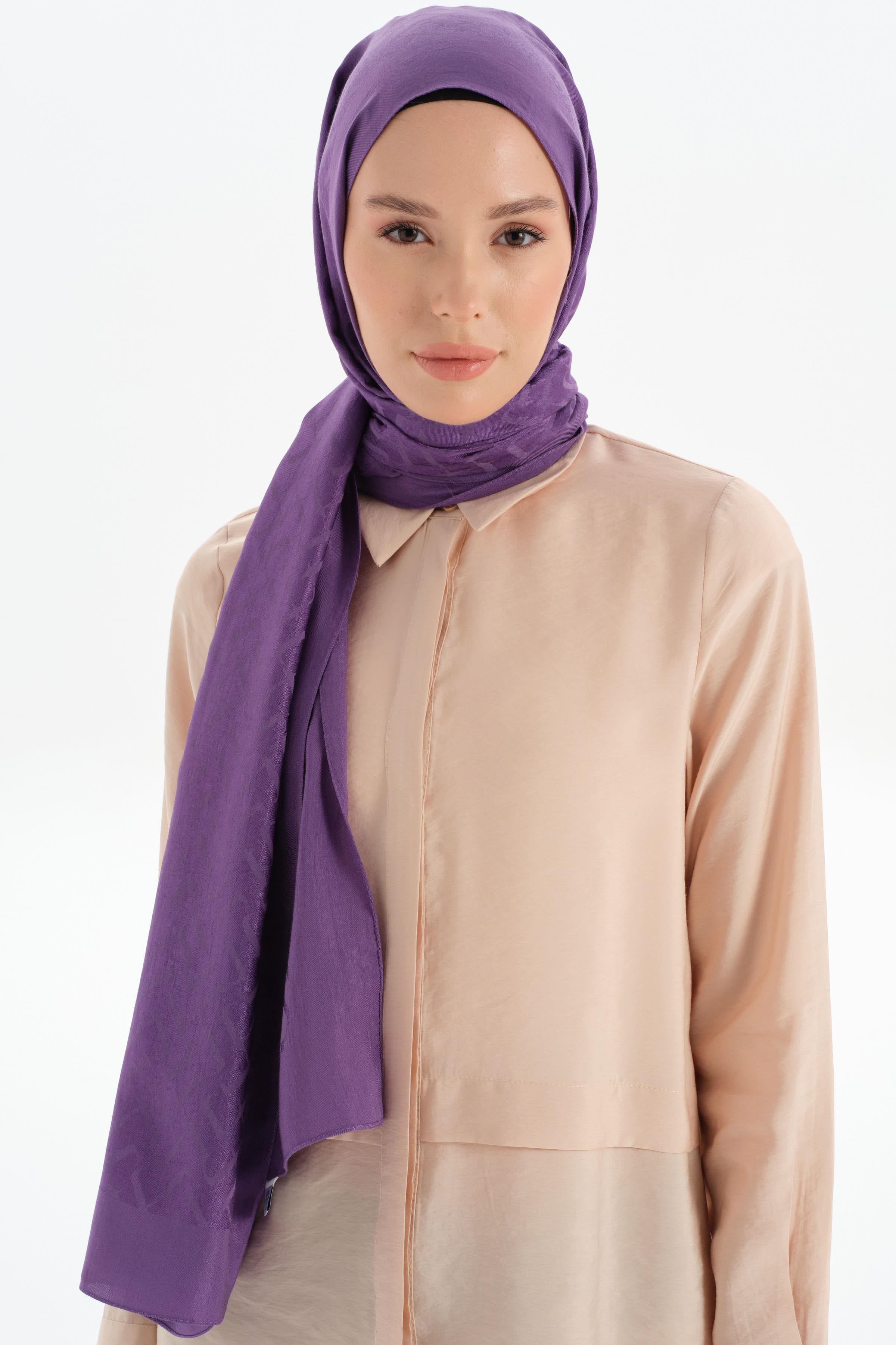 Natural T Desen Şal - Mor TUĞBA