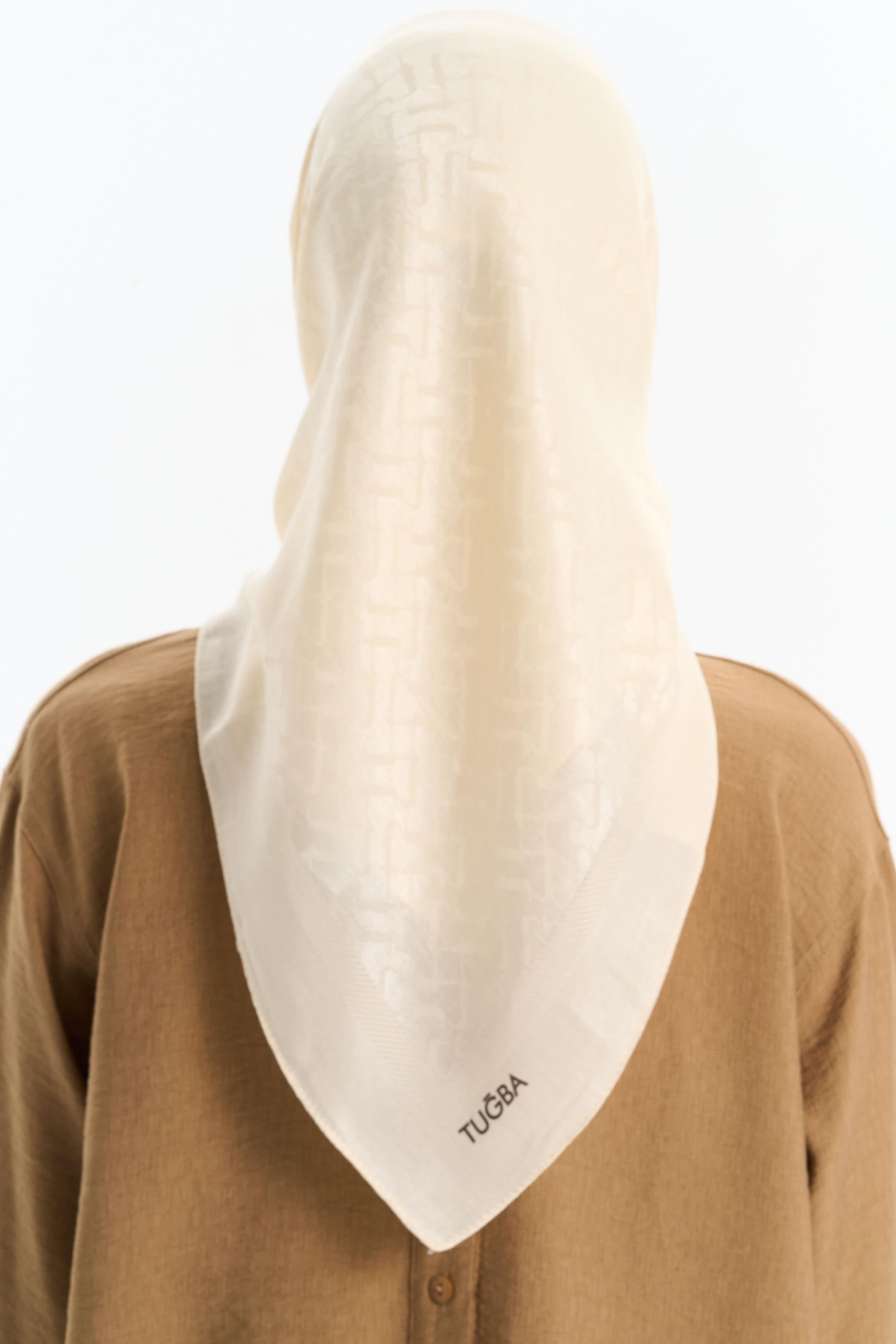 Natural T Logolu Eşarp - Ekru TUGBA