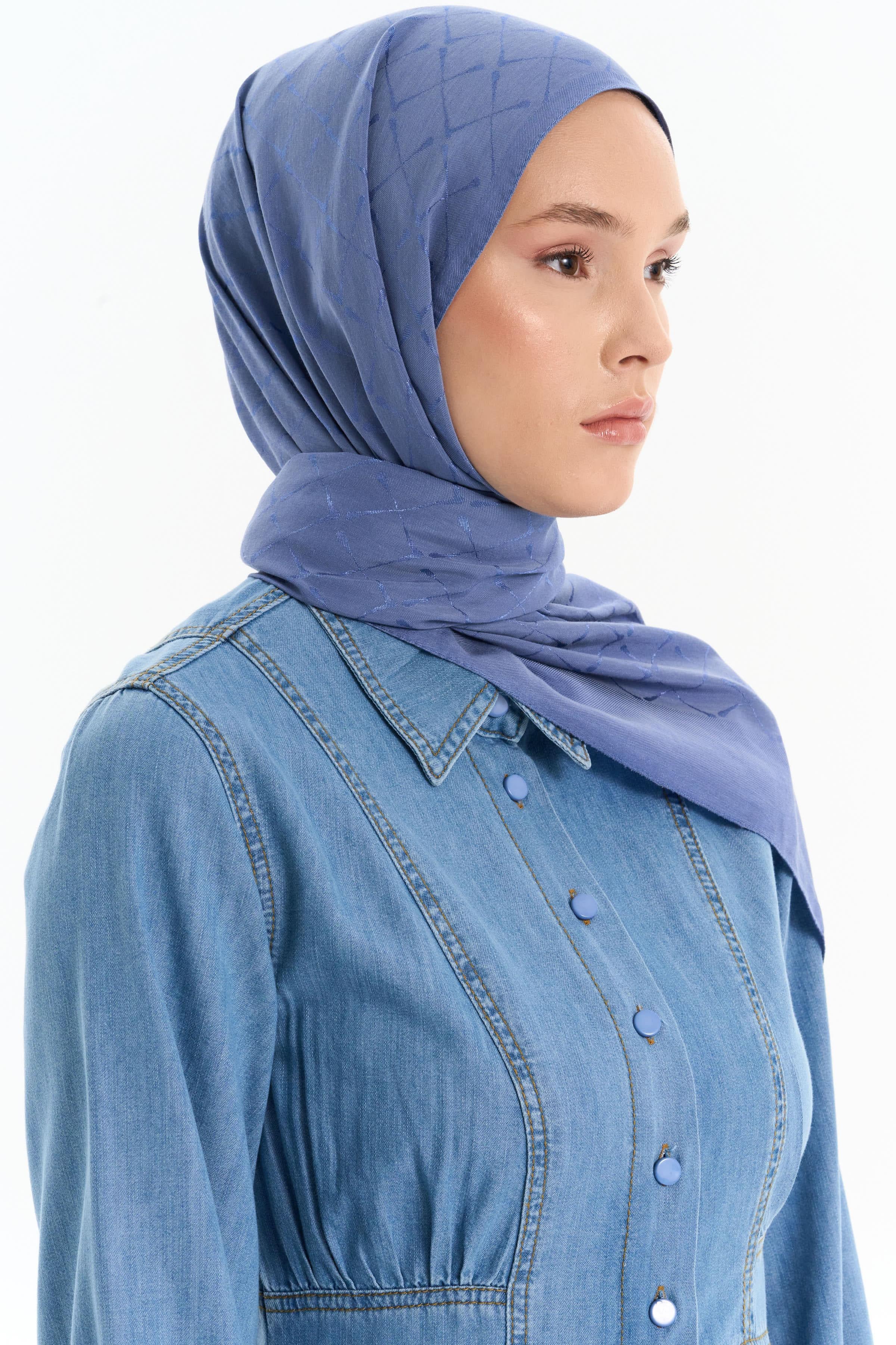 Natural T Logolu Eşarp - İndigo TUGBA