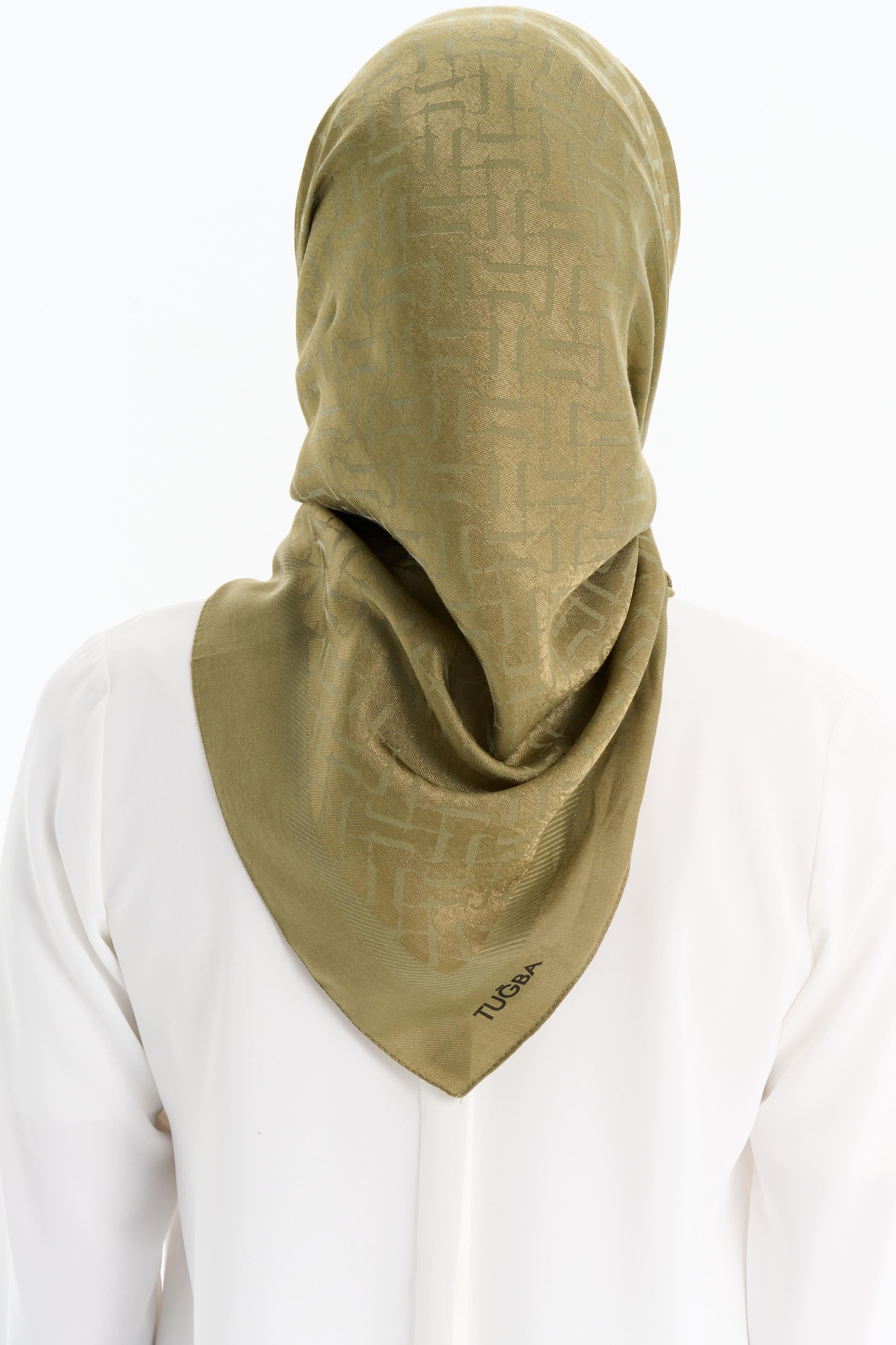 Natural T Logolu Eşarp - Yeşil TUĞBA