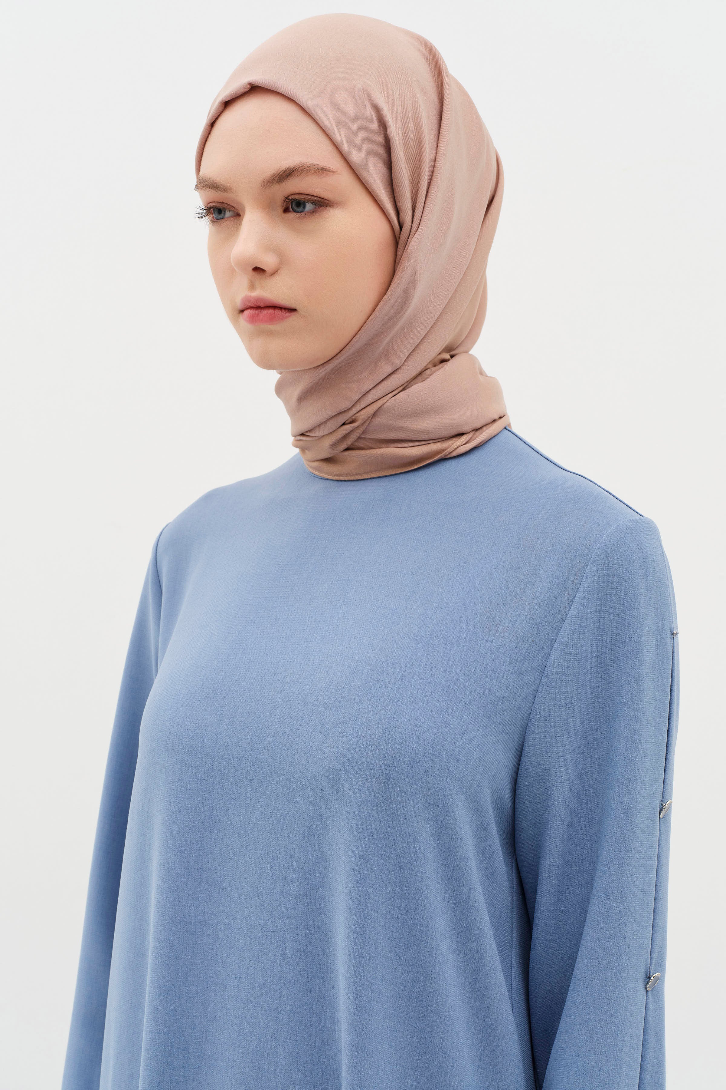 Natural Ton Sür Ton Kenarlı Şal - Açık Kahve TUĞBA