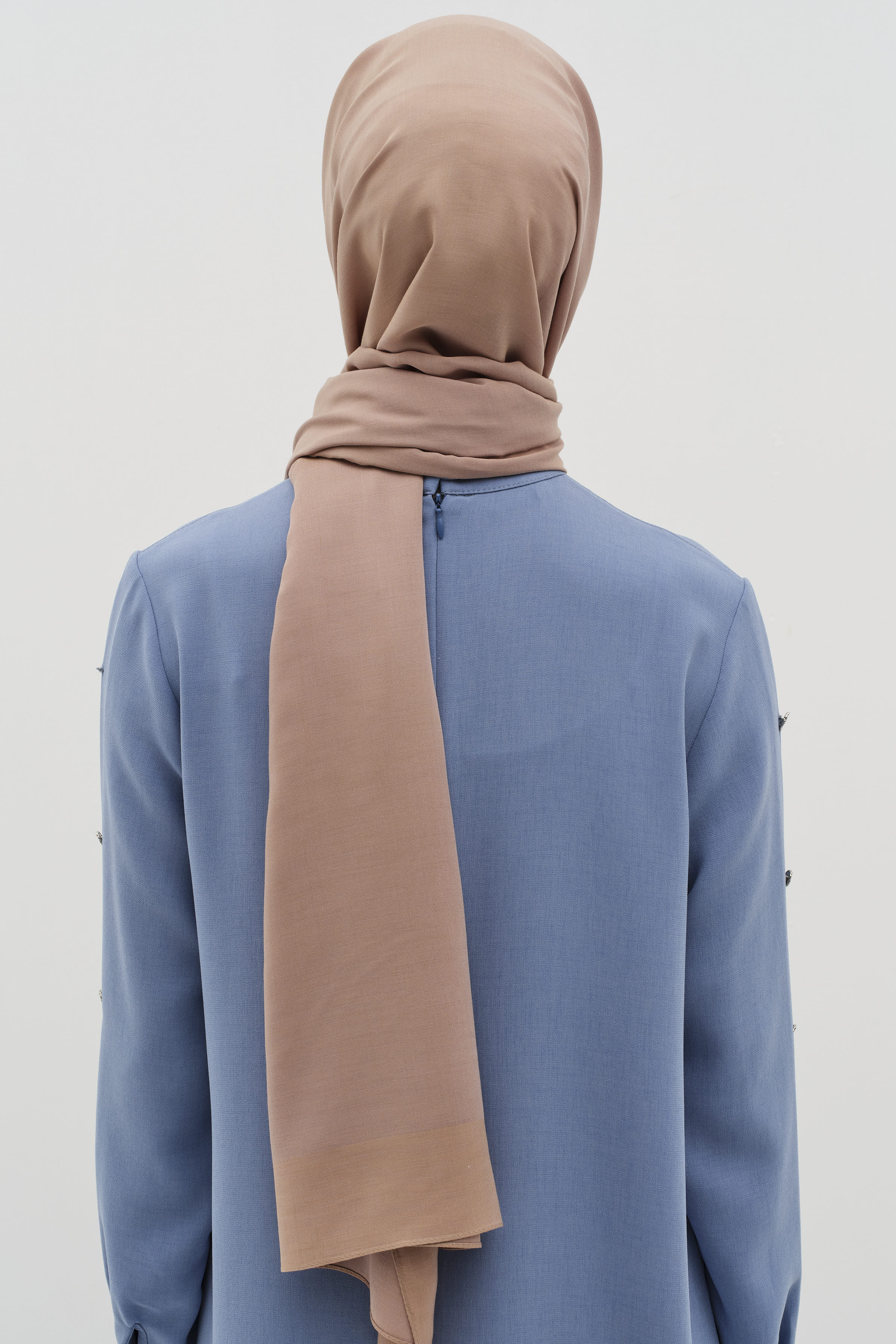 Natural Ton Sür Ton Kenarlı Şal - Açık Kahve TUĞBA