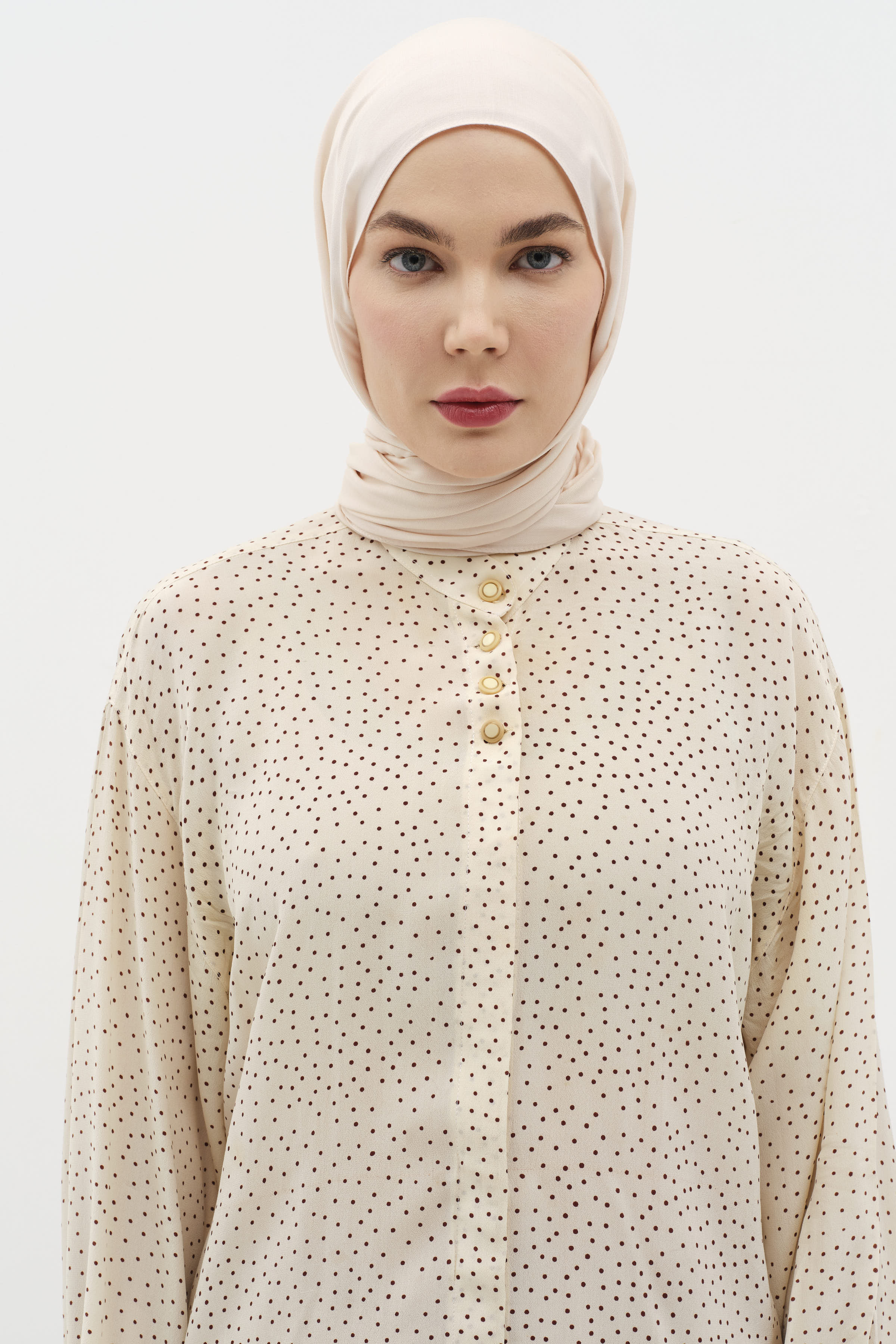 Natural Ton Sür Ton Kenarlı Şal - Bej TUĞBA