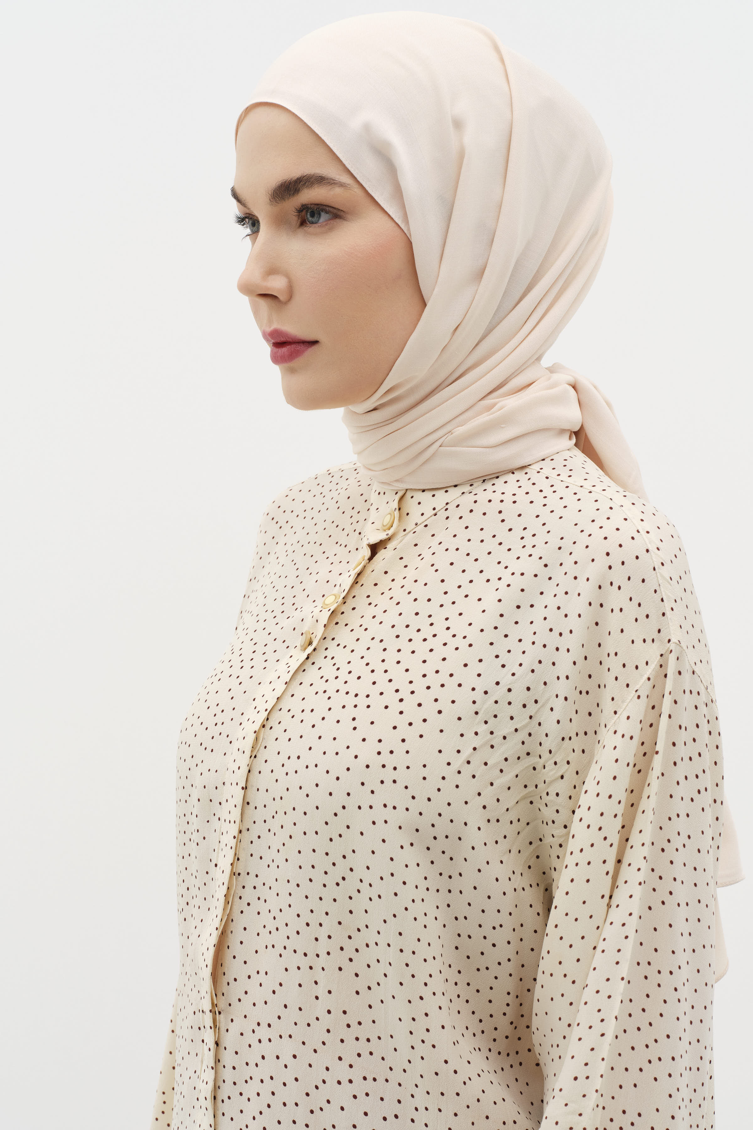 Natural Ton Sür Ton Kenarlı Şal - Bej TUĞBA