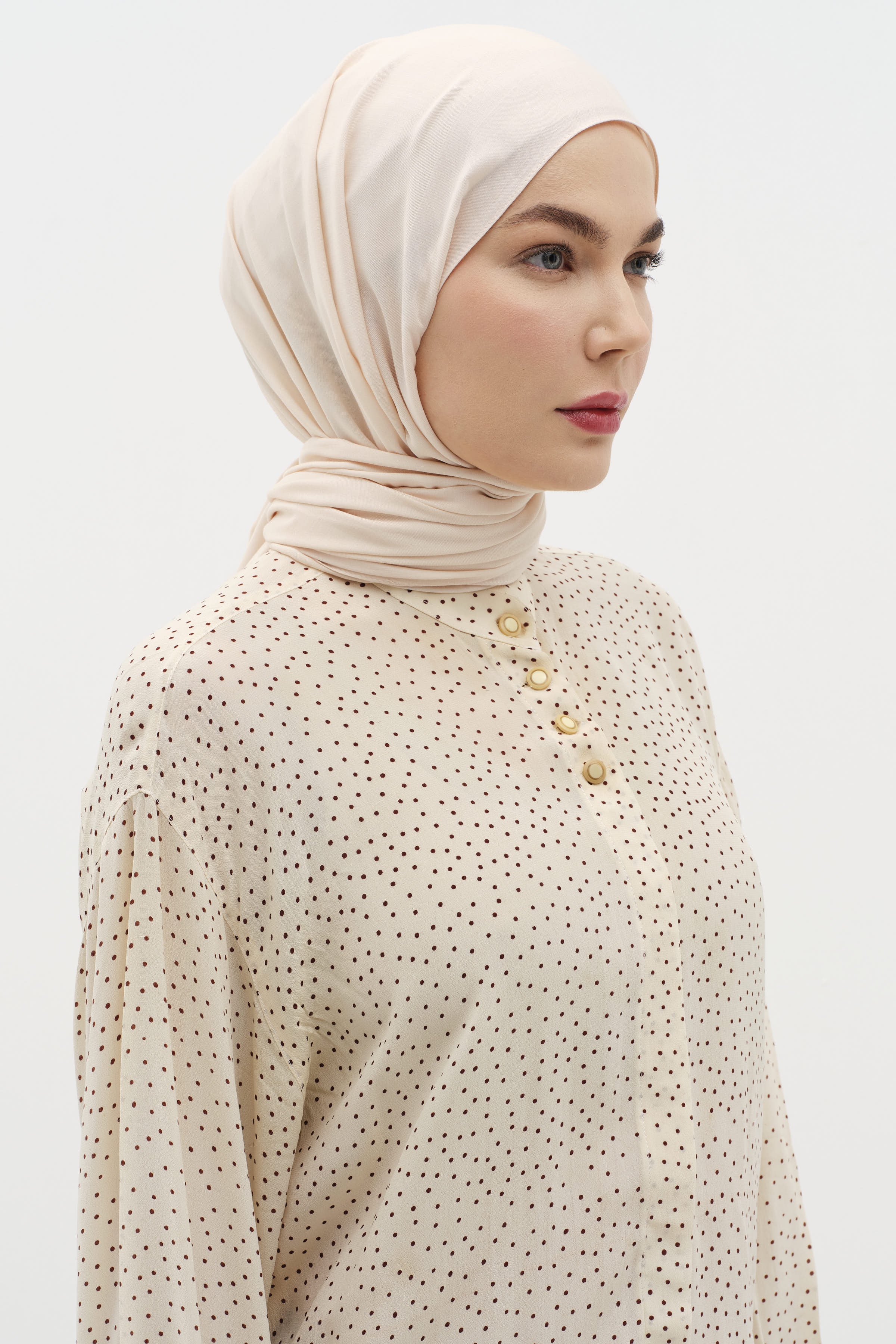 Natural Ton Sür Ton Kenarlı Şal - Bej TUĞBA