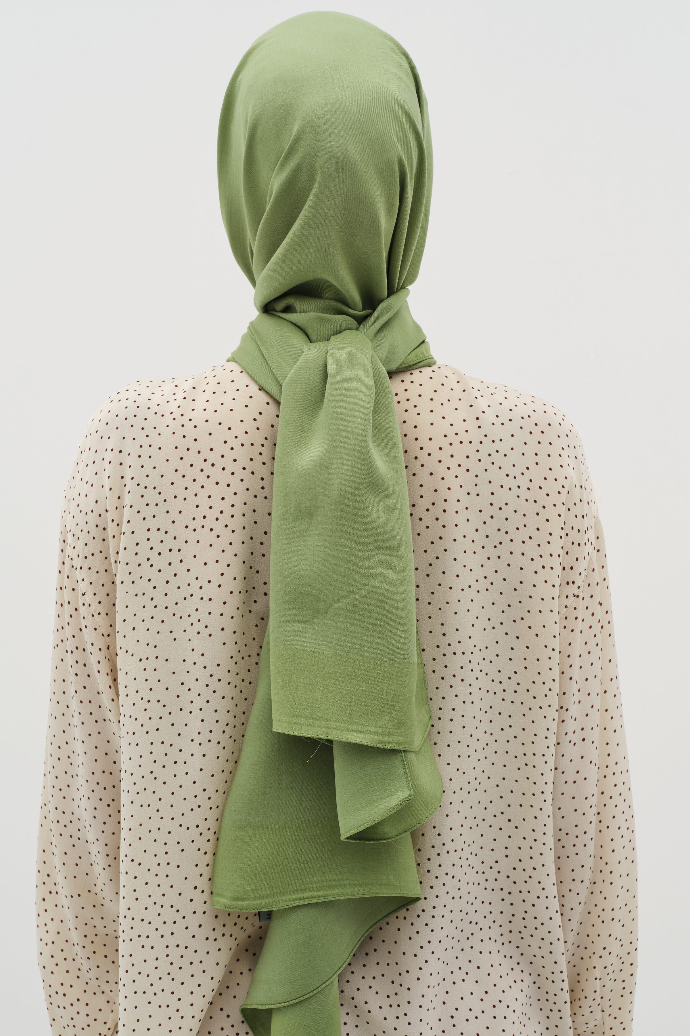 Natural Ton Sür Ton Kenarlı Şal - Göl Yeşili TUĞBA