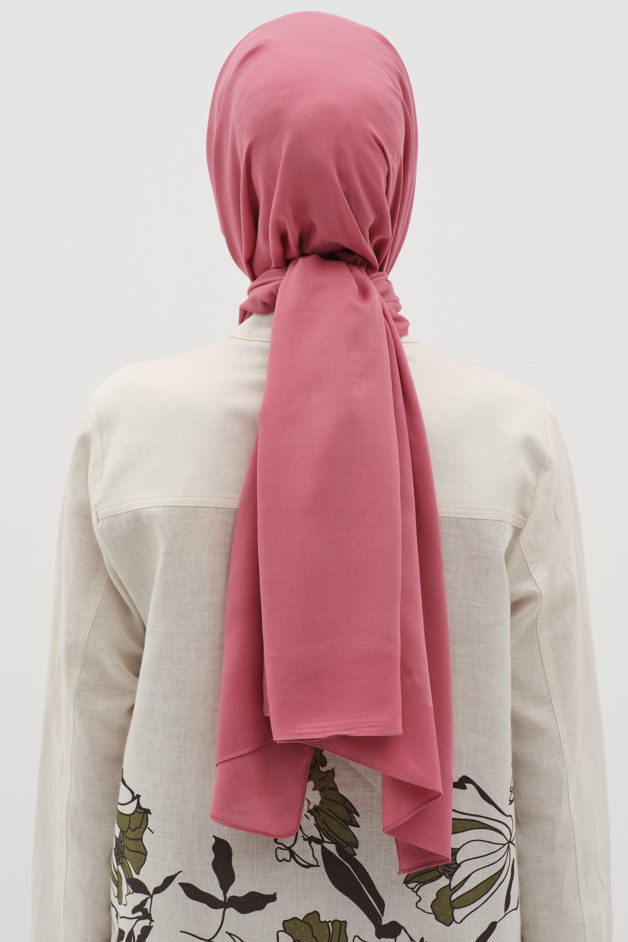 Natural Ton Sür Ton Kenarlı Şal - Gül Kurusu TUĞBA