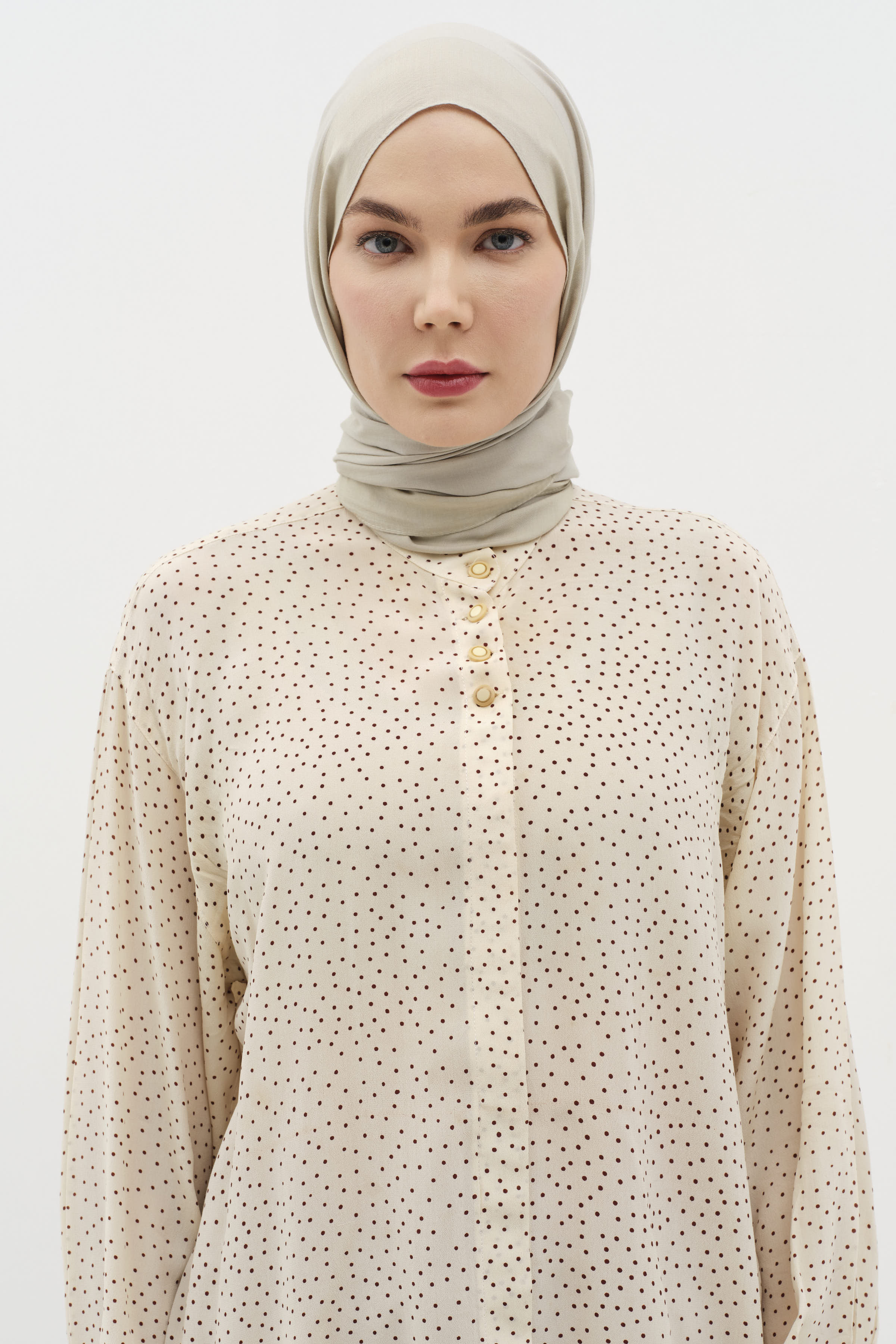 Natural Ton Sür Ton Kenarlı Şal - Haki TUĞBA