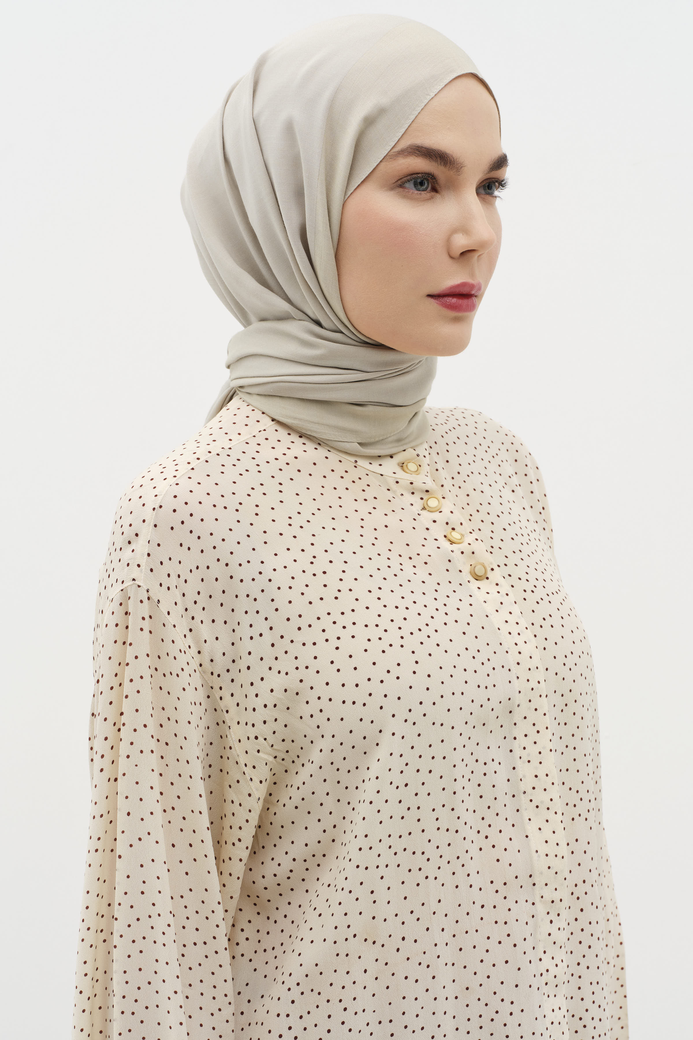 Natural Ton Sür Ton Kenarlı Şal - Haki TUĞBA