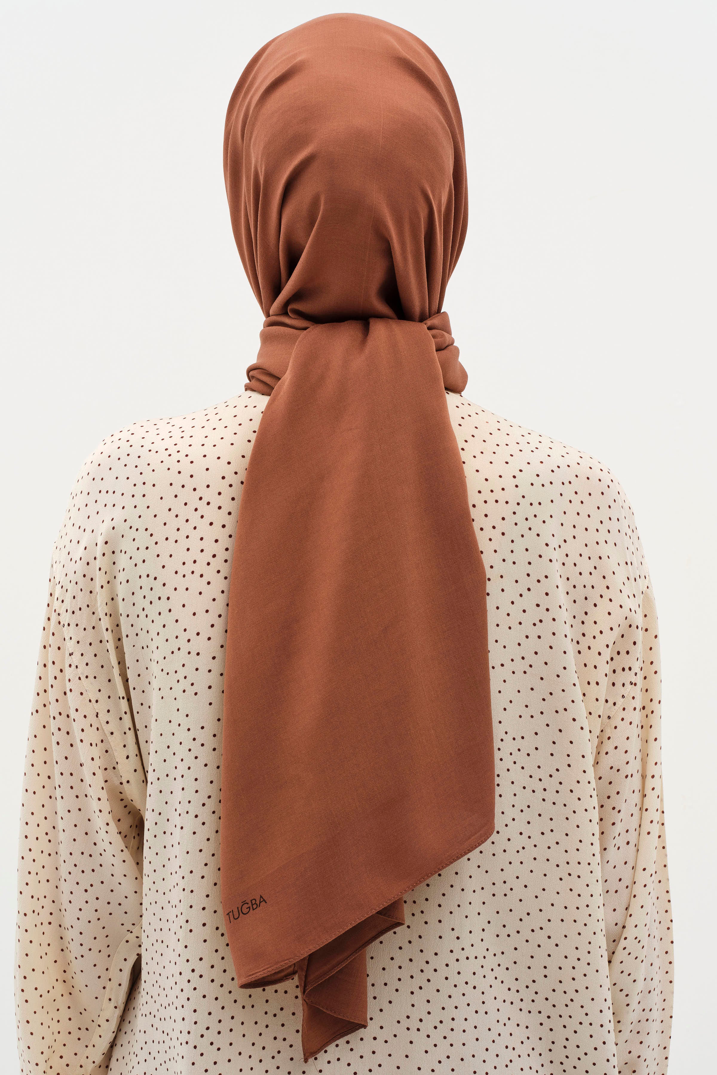 Natural Ton Sür Ton Kenarlı Şal - Kahve TUĞBA