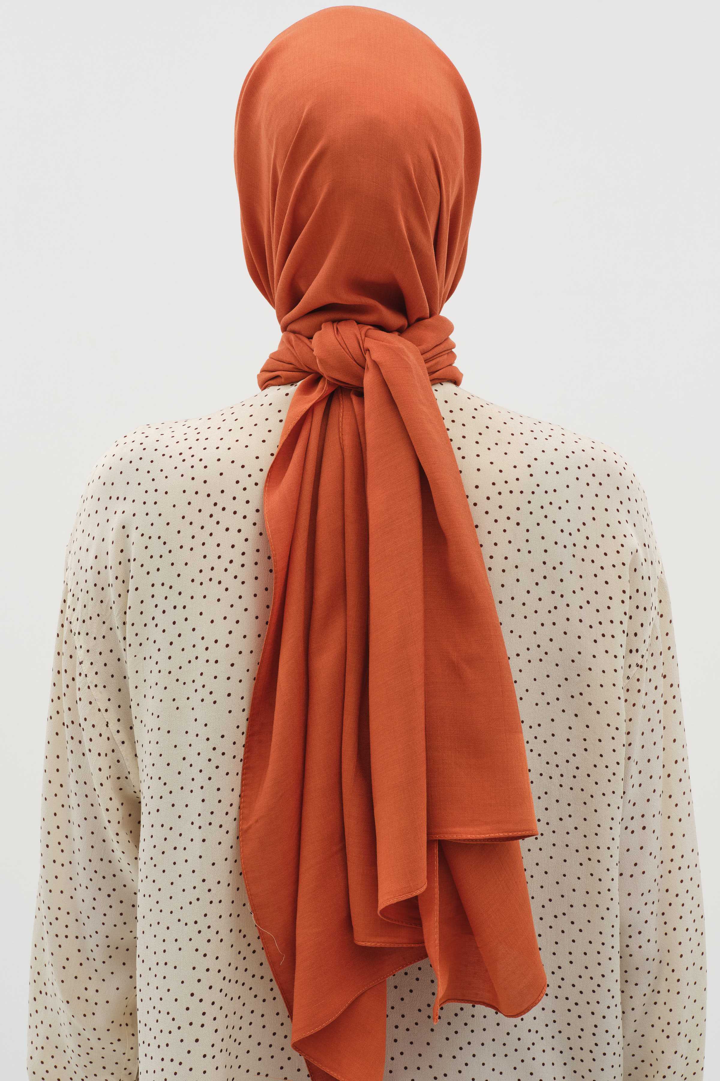 Natural Ton Sür Ton Kenarlı Şal - Kiremit TUĞBA