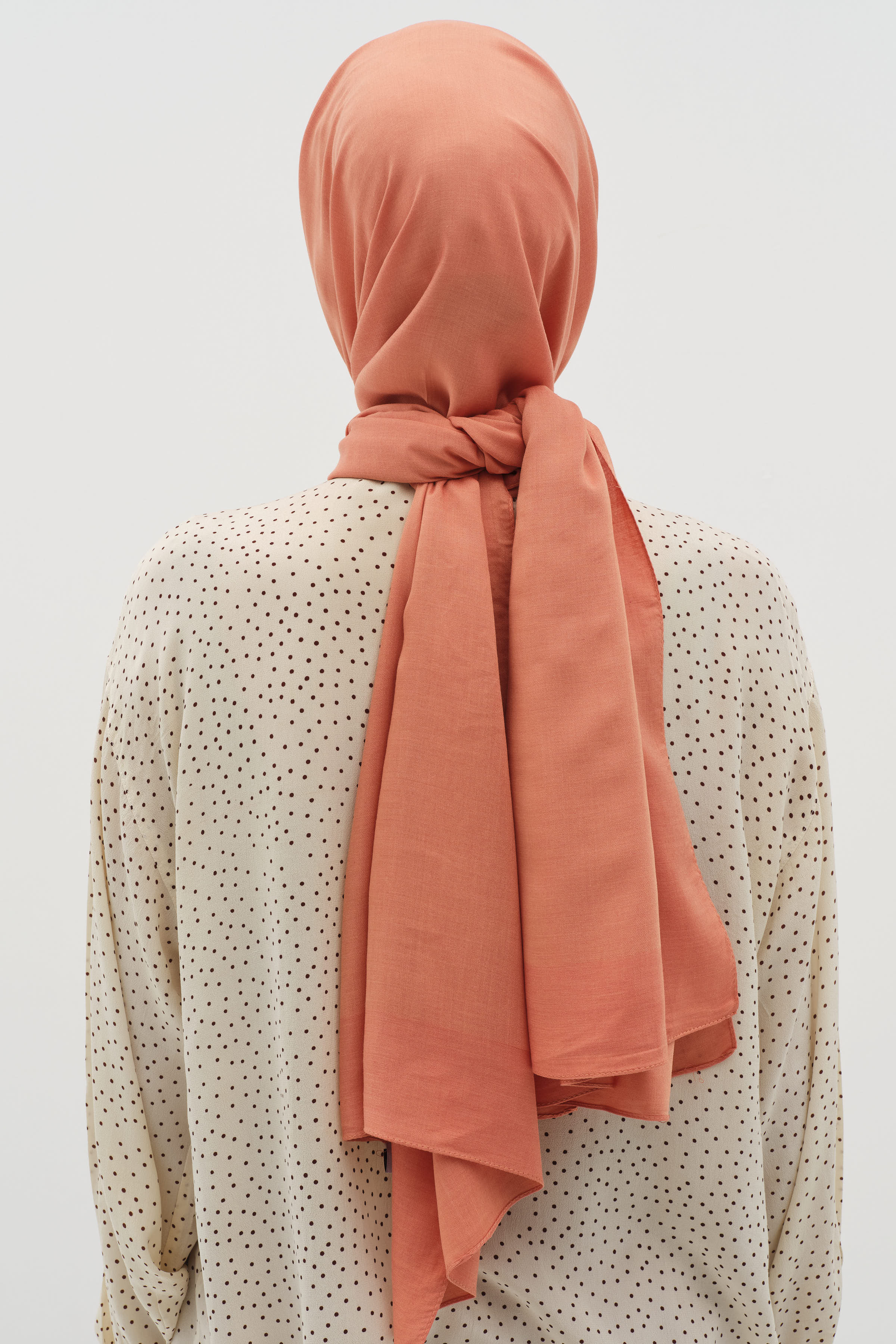 Natural Ton Sür Ton Kenarlı Şal - Oranj TUĞBA