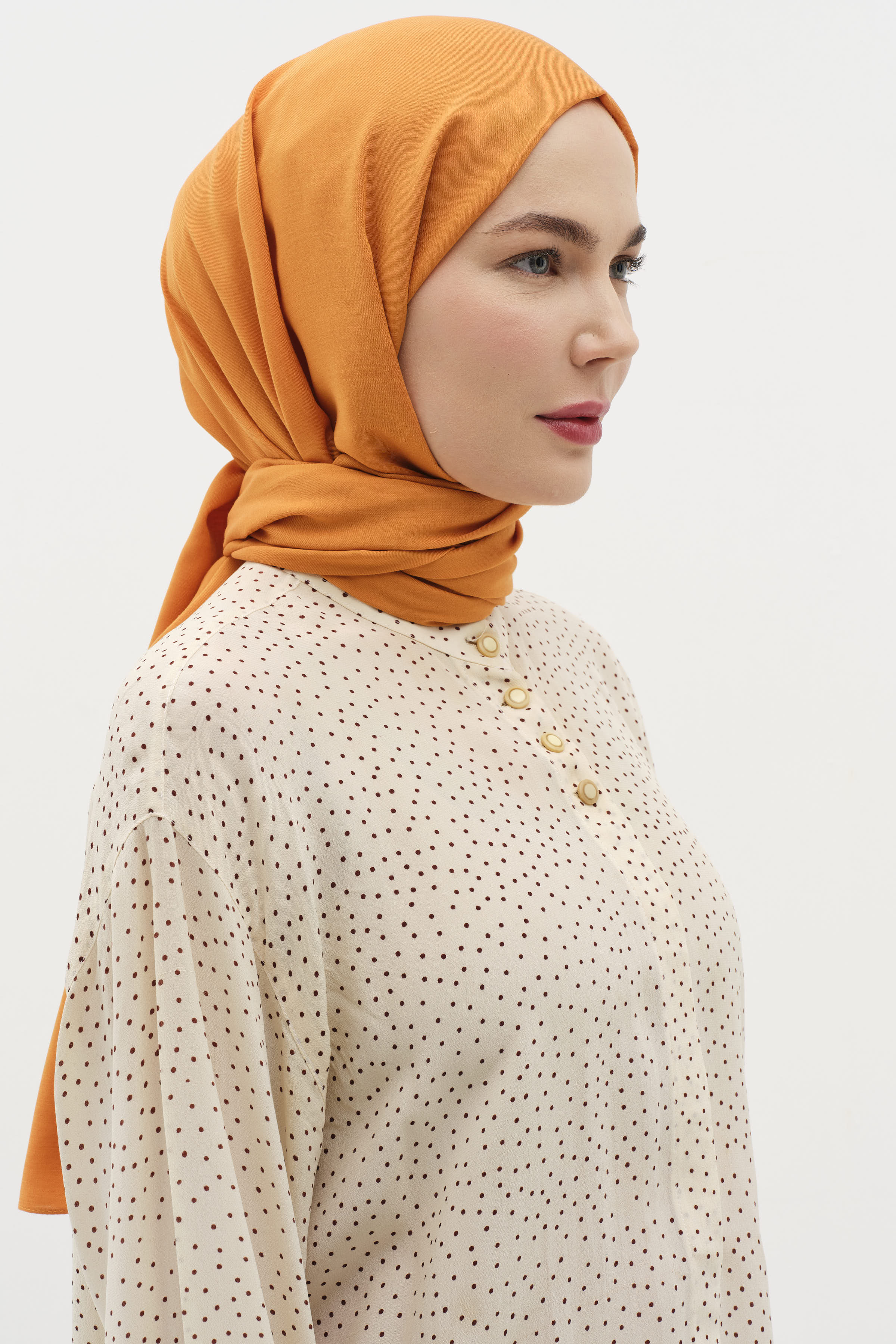 Natural Ton Sür Ton Kenarlı Şal - Taba TUĞBA