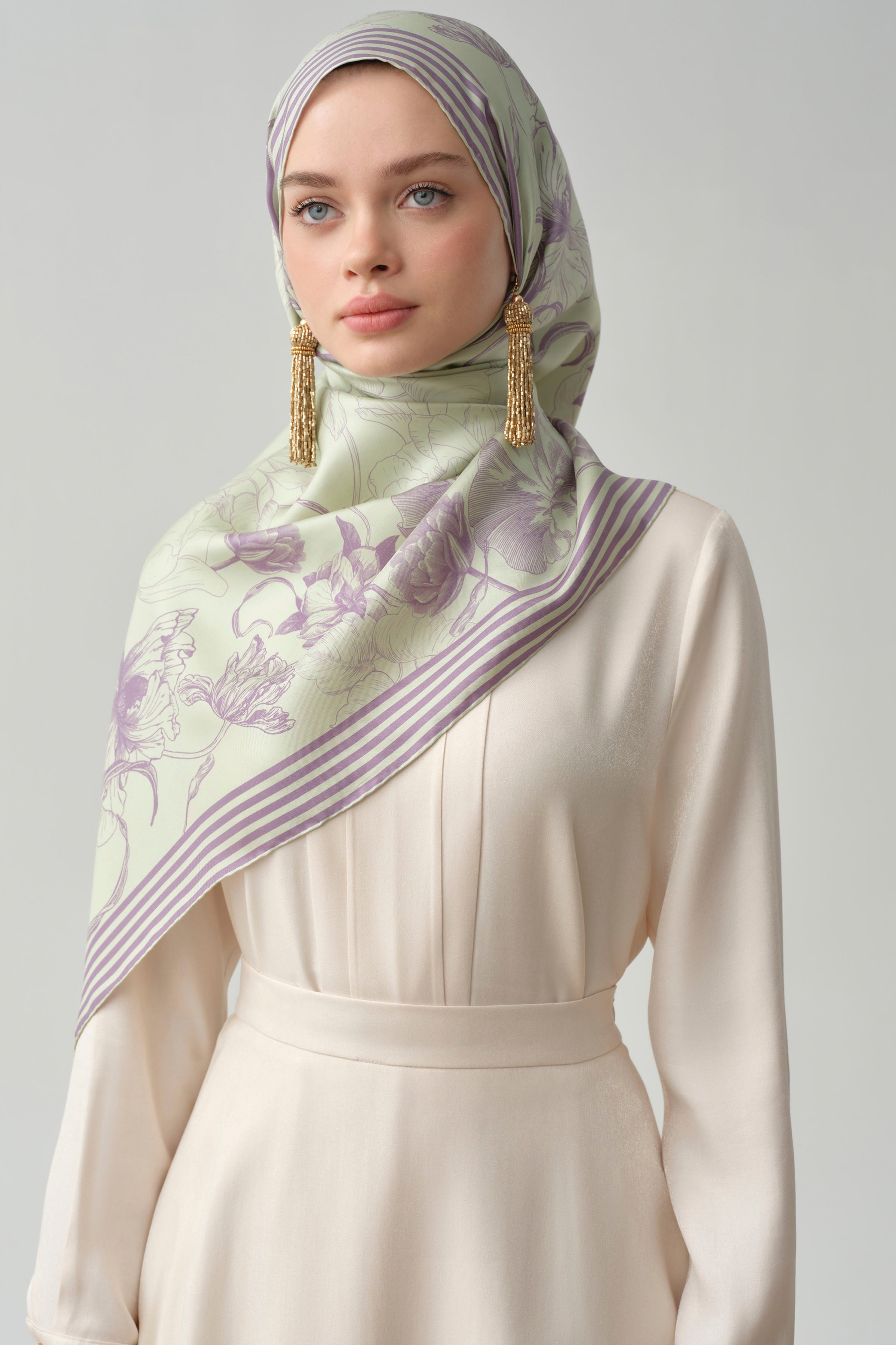 Nazenin Twill İpek Eşarp - Mint TUGBA