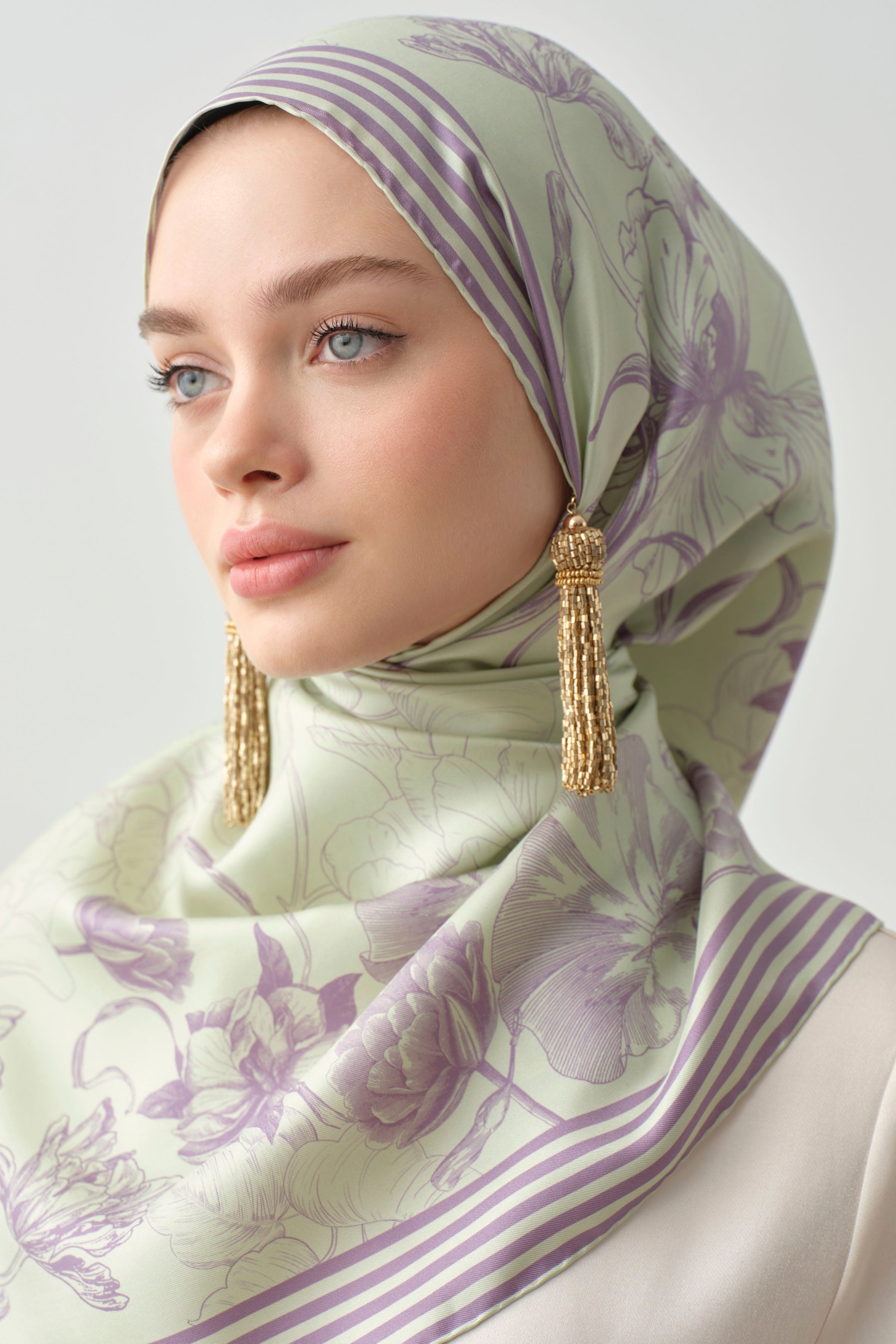 Nazenin Twill İpek Eşarp - Mint TUGBA