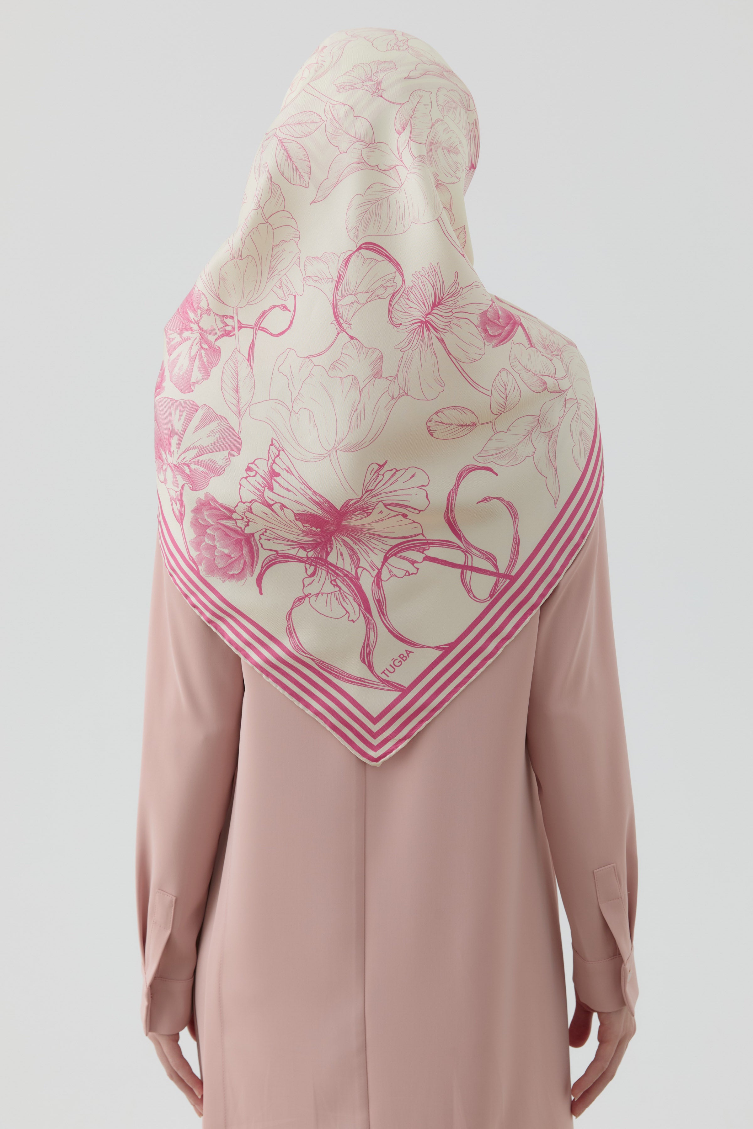 Nazenin Twill İpek Eşarp - Pembe TUGBA