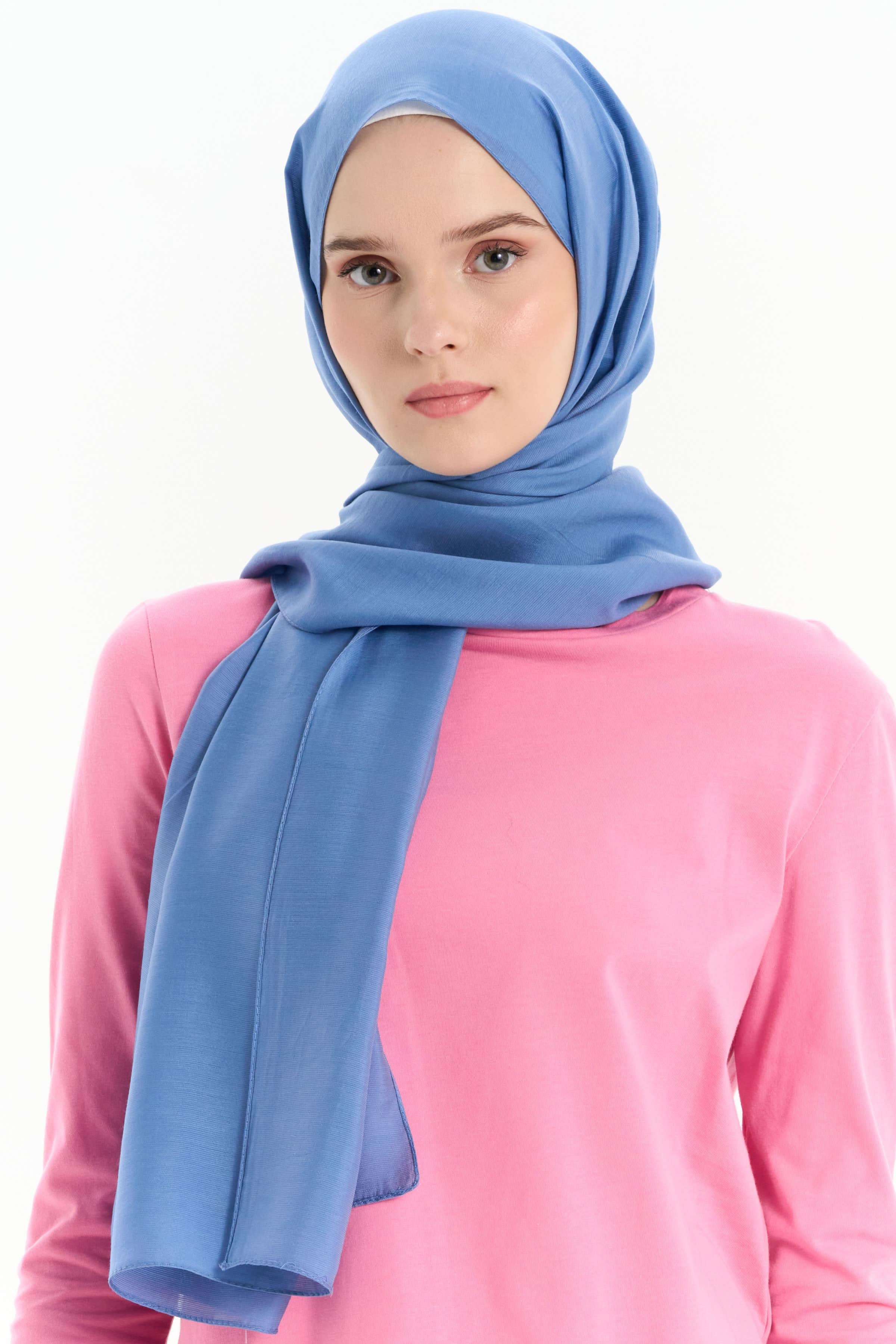 Düz Renk Viskon Şal - İndigo TUGBA