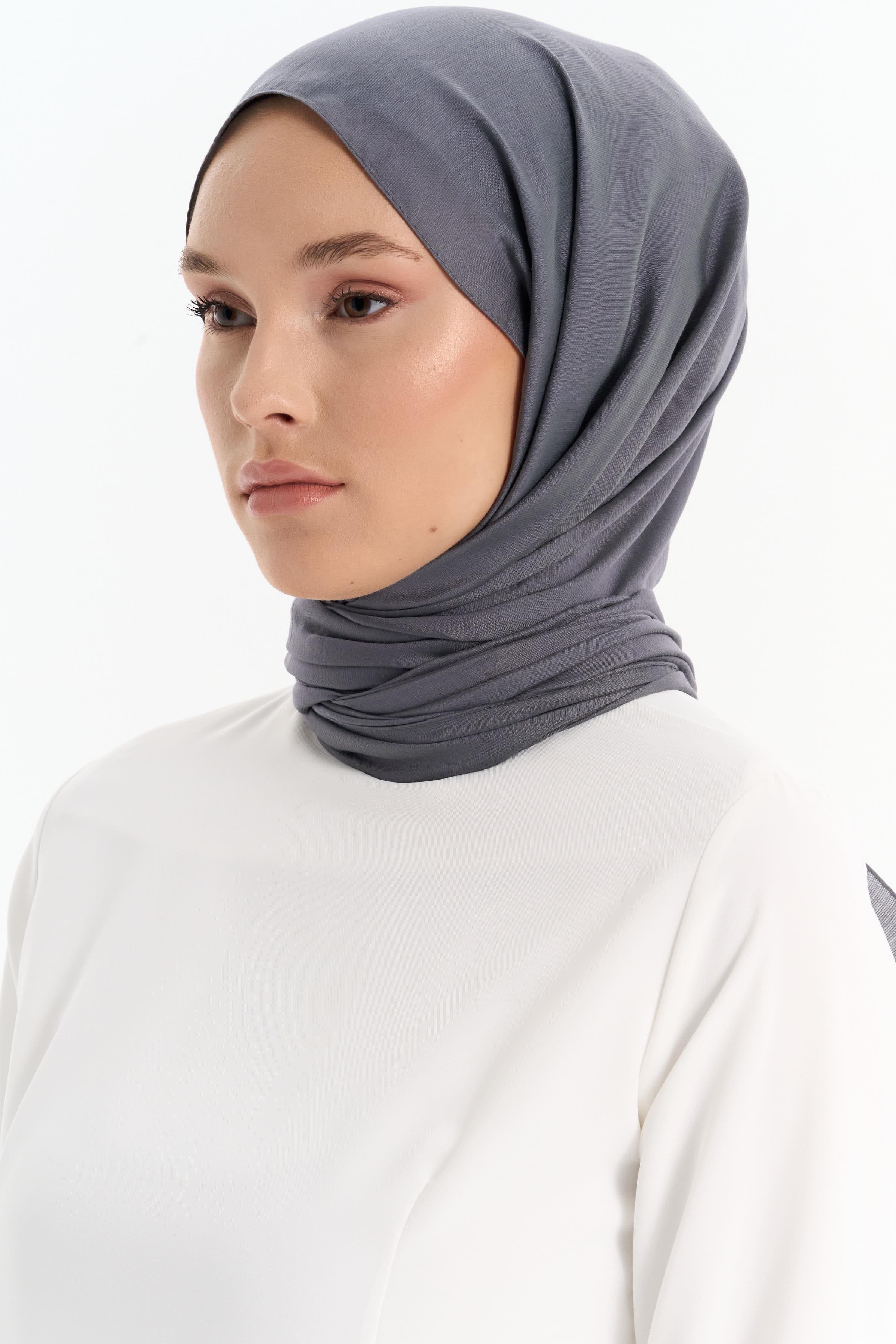 Düz Renk Viskon Şal - Koyu Gri TUGBA