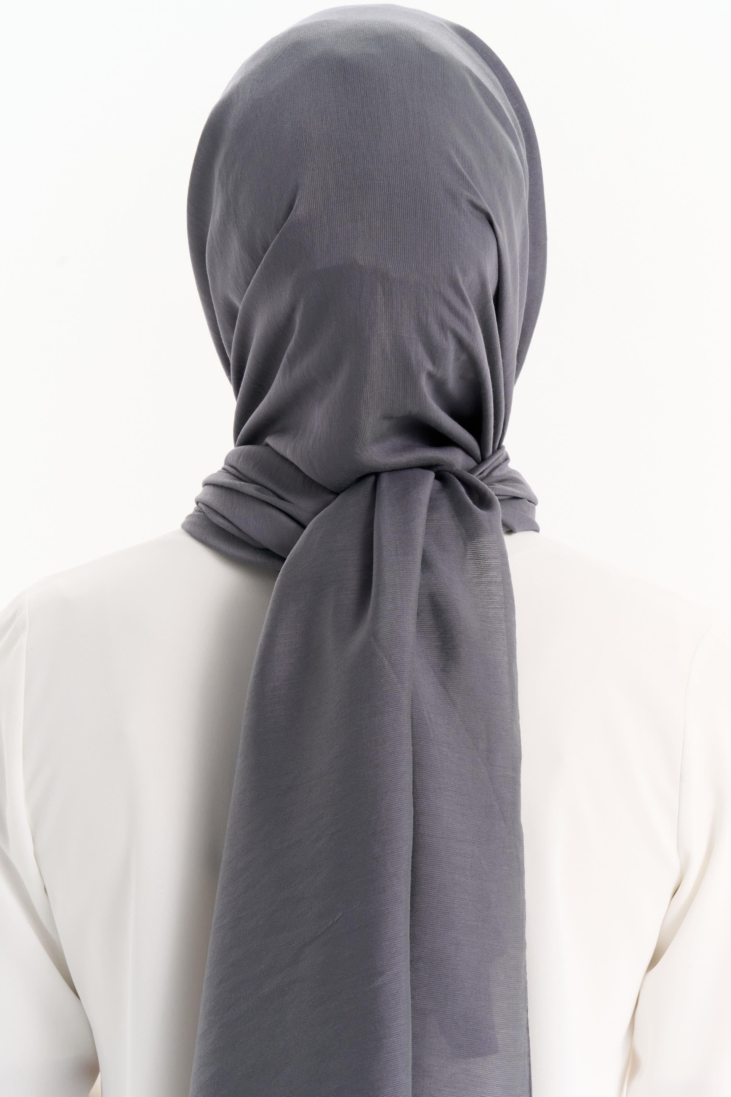 Düz Renk Viskon Şal - Koyu Gri TUGBA