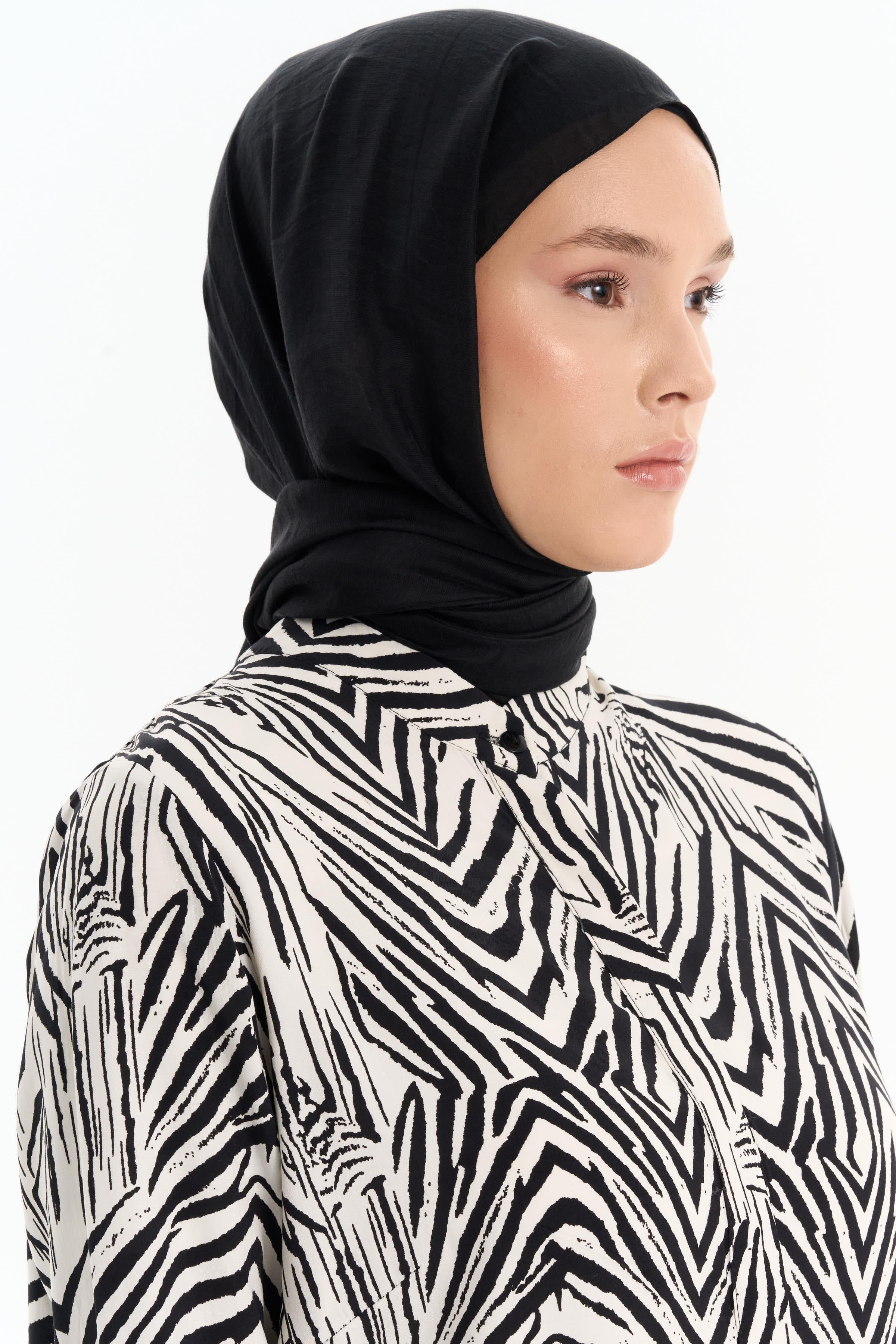 Düz Renk Viskon Şal - Siyah TUGBA