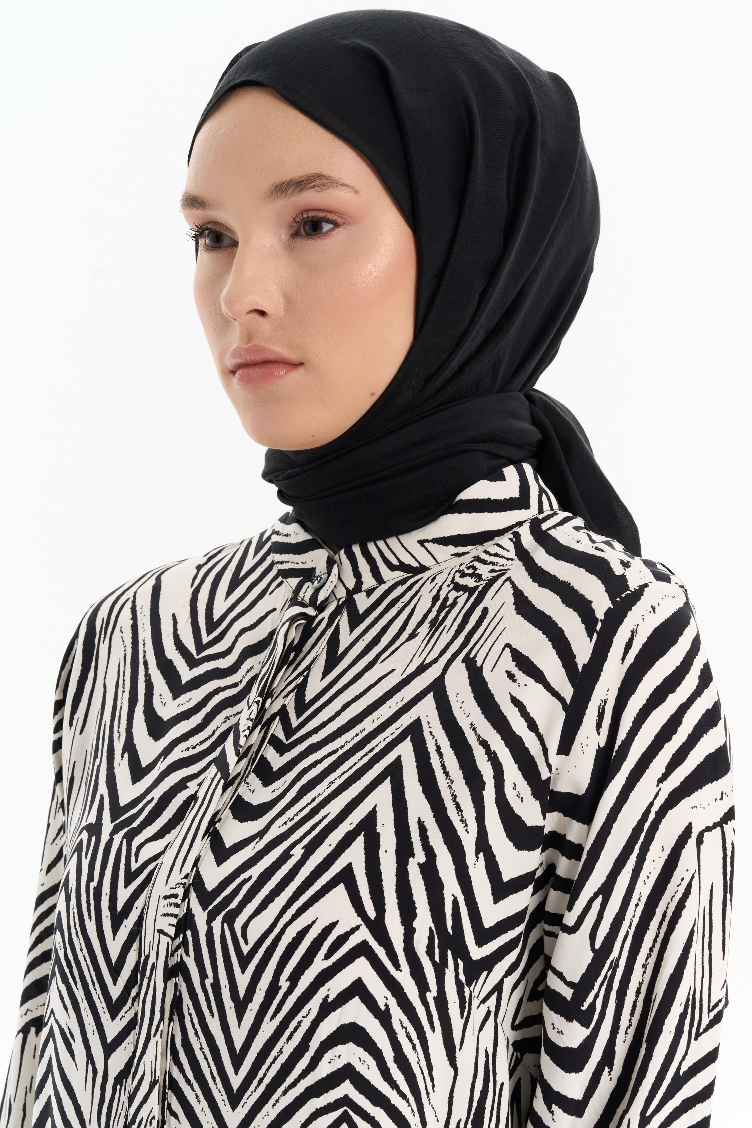 Düz Renk Viskon Şal - Siyah TUGBA