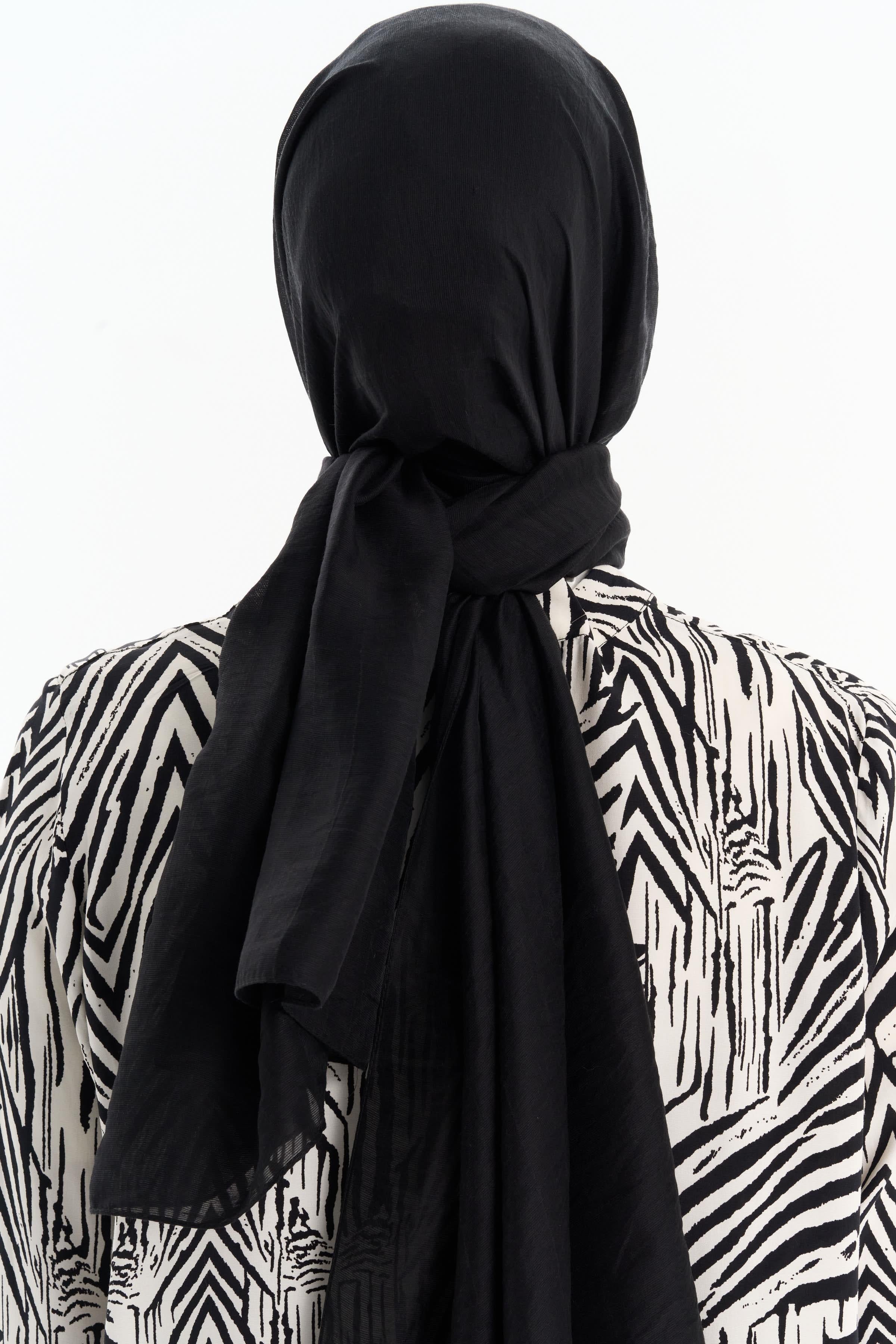 Düz Renk Viskon Şal - Siyah TUGBA