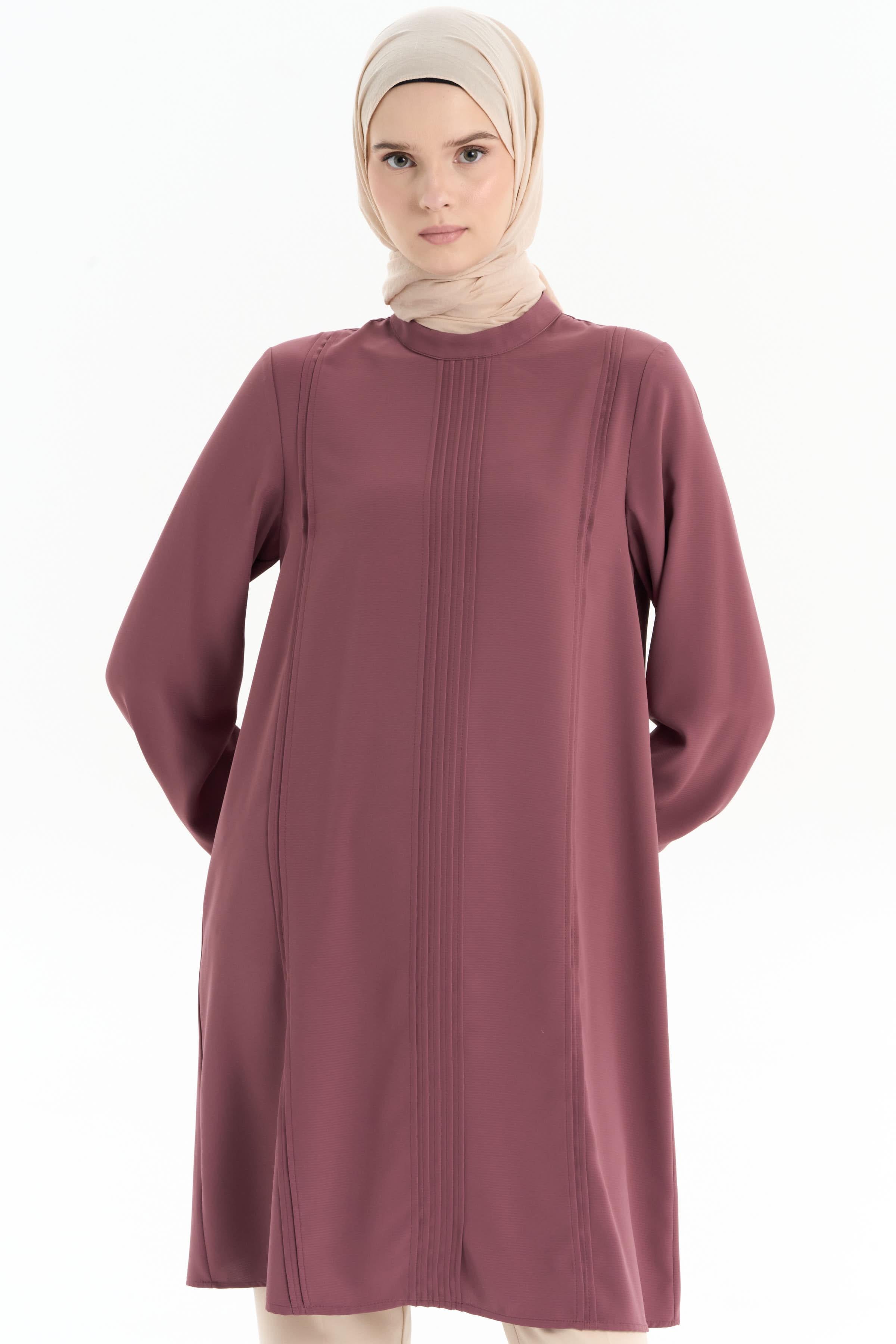 Nervür Detaylı Tunik - Gül Kurusu TUGBA