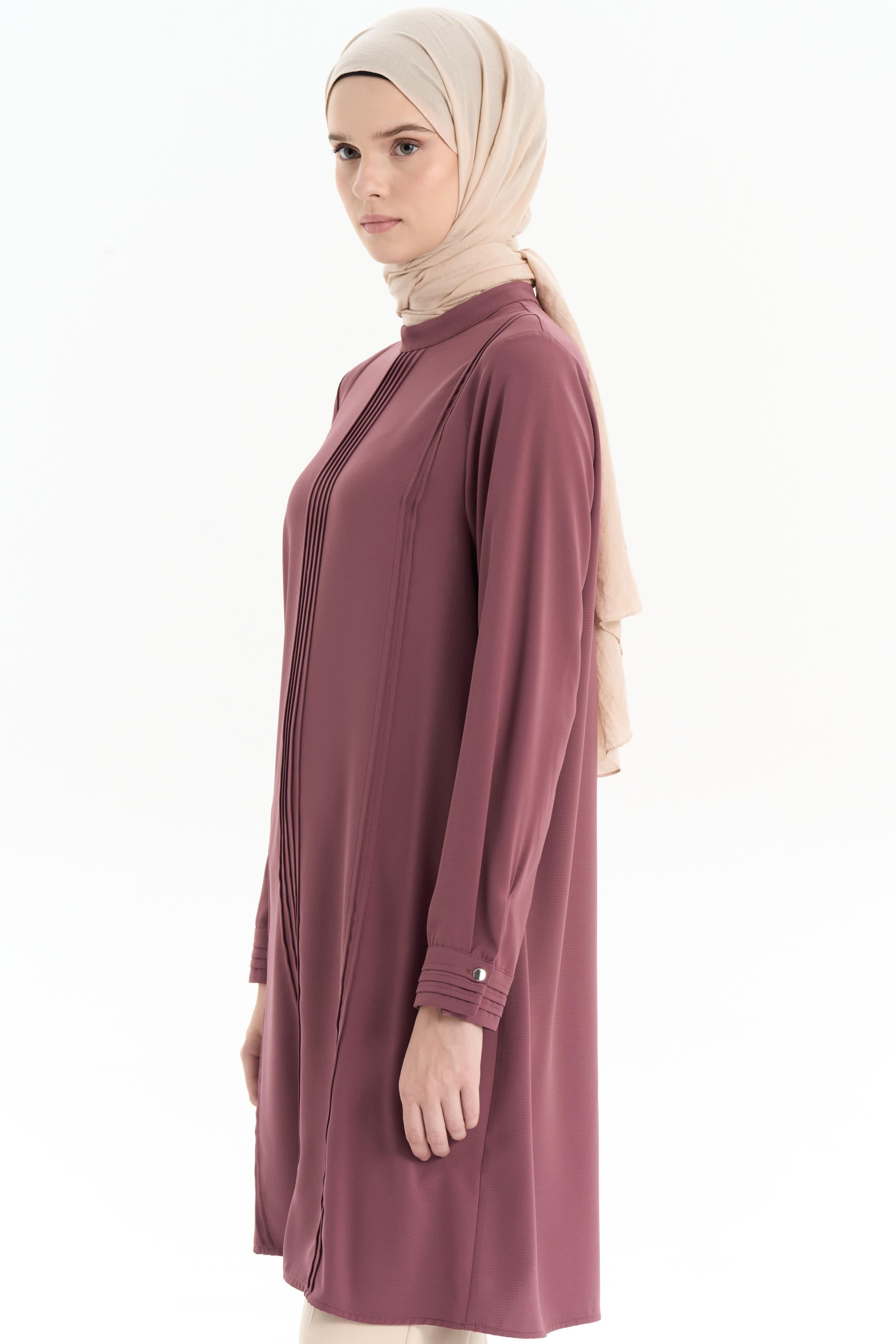 Nervür Detaylı Tunik - Gül Kurusu TUGBA