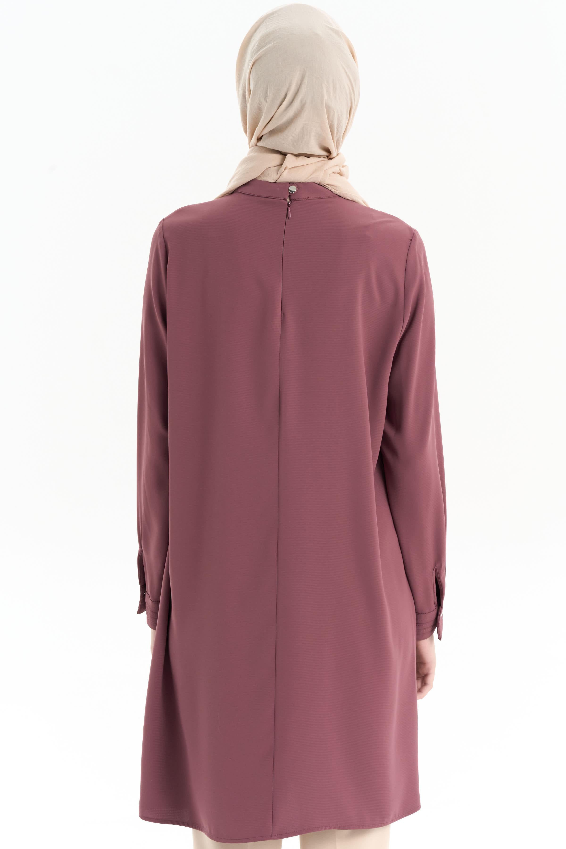 Nervür Detaylı Tunik - Gül Kurusu TUGBA