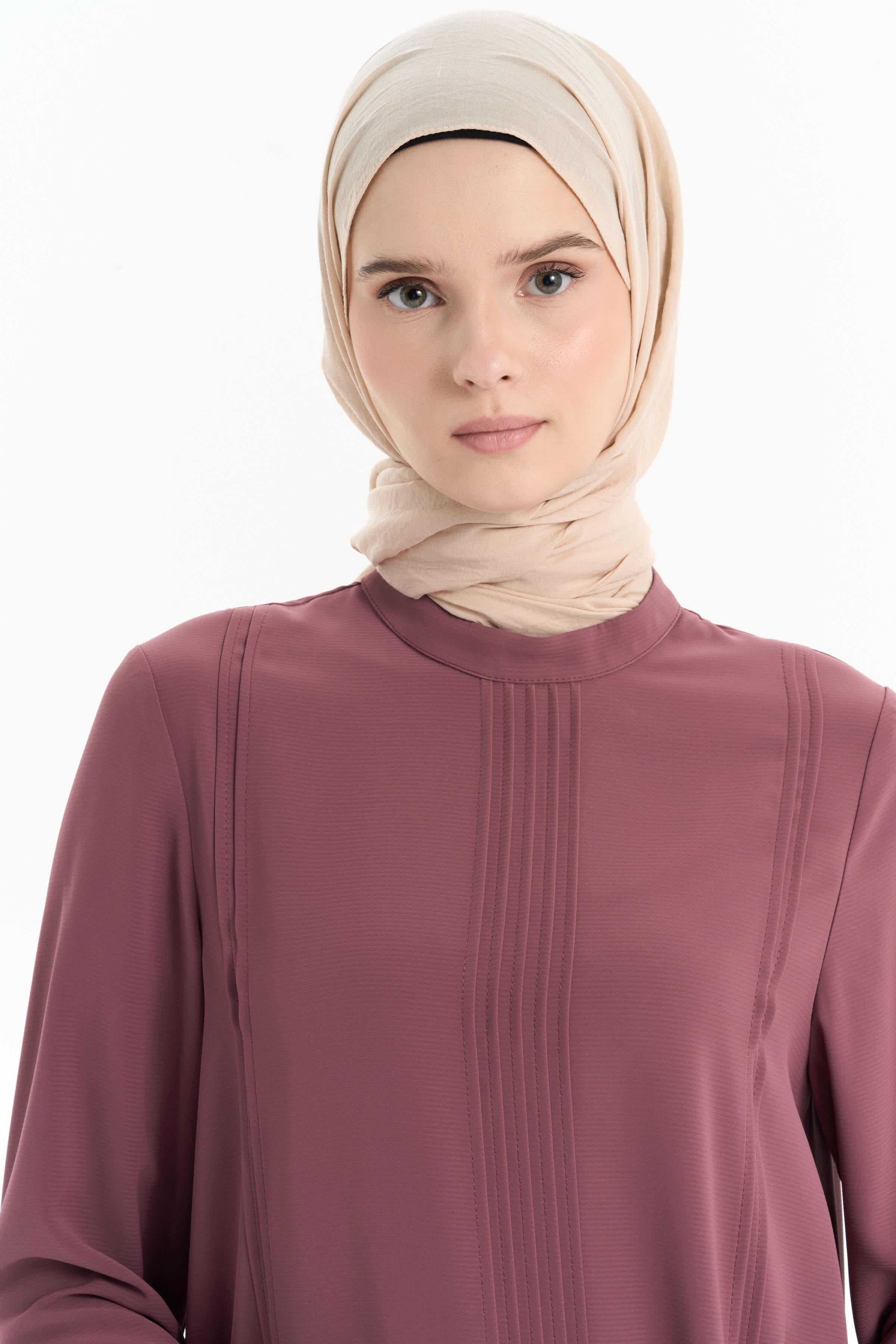 Nervür Detaylı Tunik - Gül Kurusu TUGBA