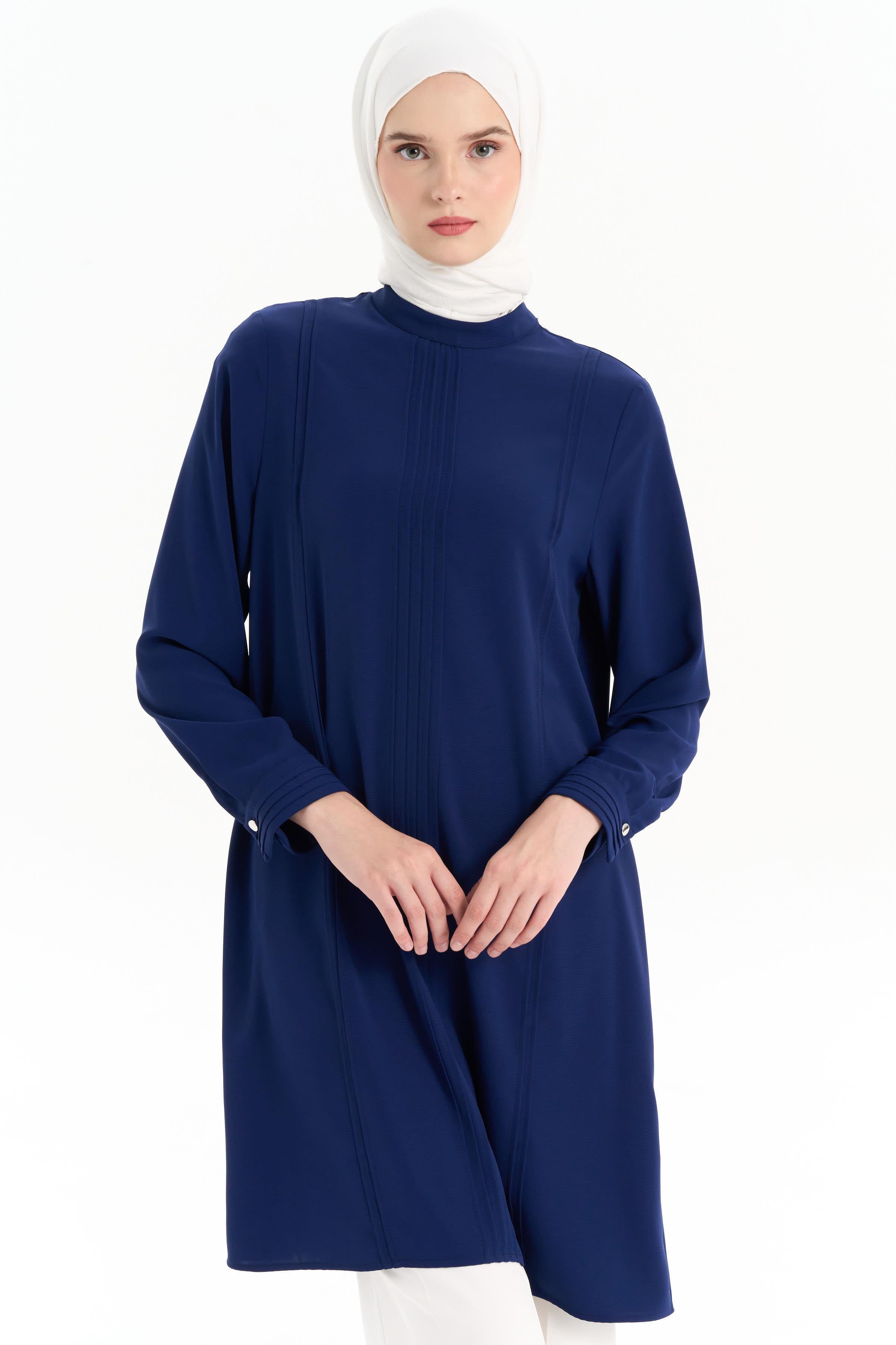 Nervür Detaylı Tunik - Lacivert TUGBA