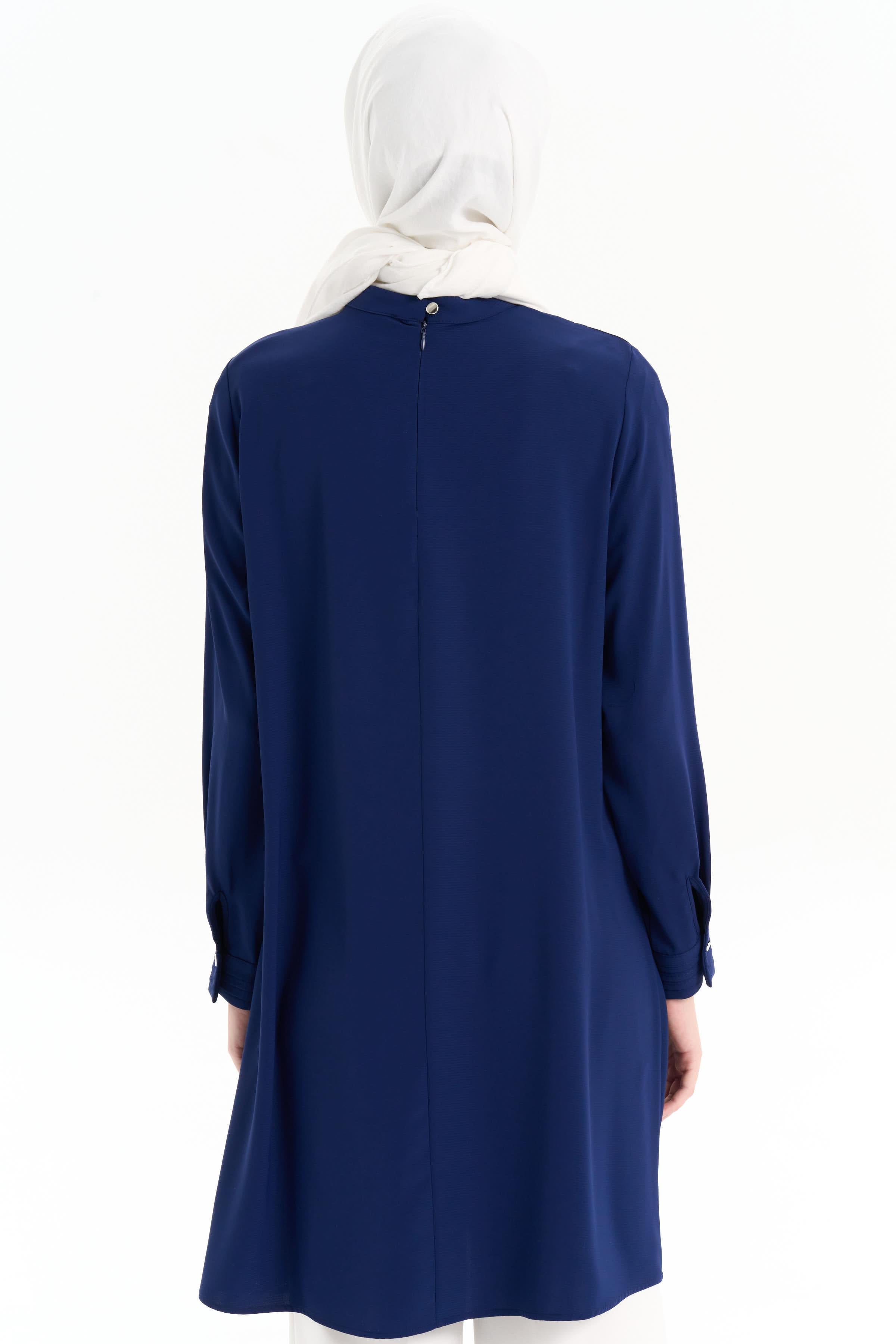 Nervür Detaylı Tunik - Lacivert TUGBA