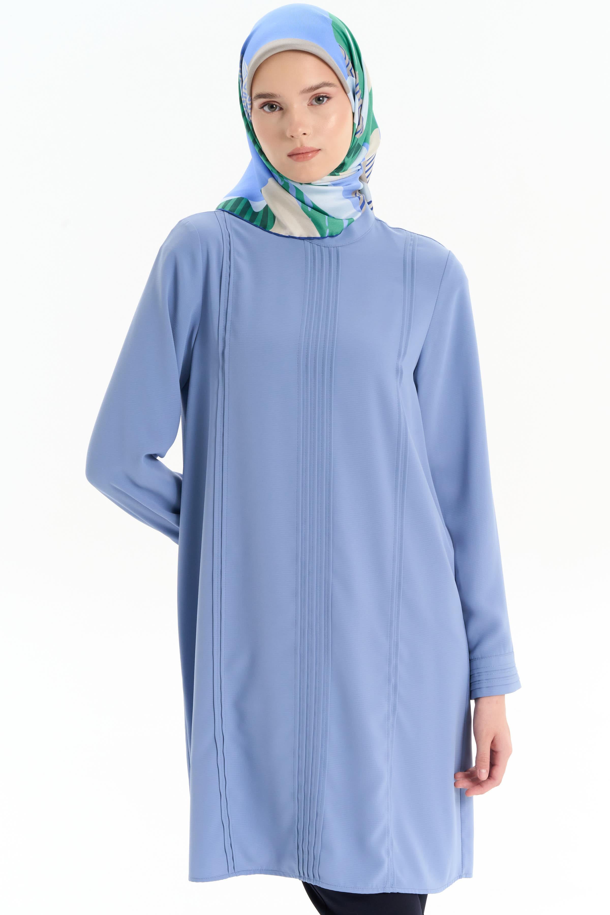 Nervür Detaylı Tunik - Mavi TUGBA