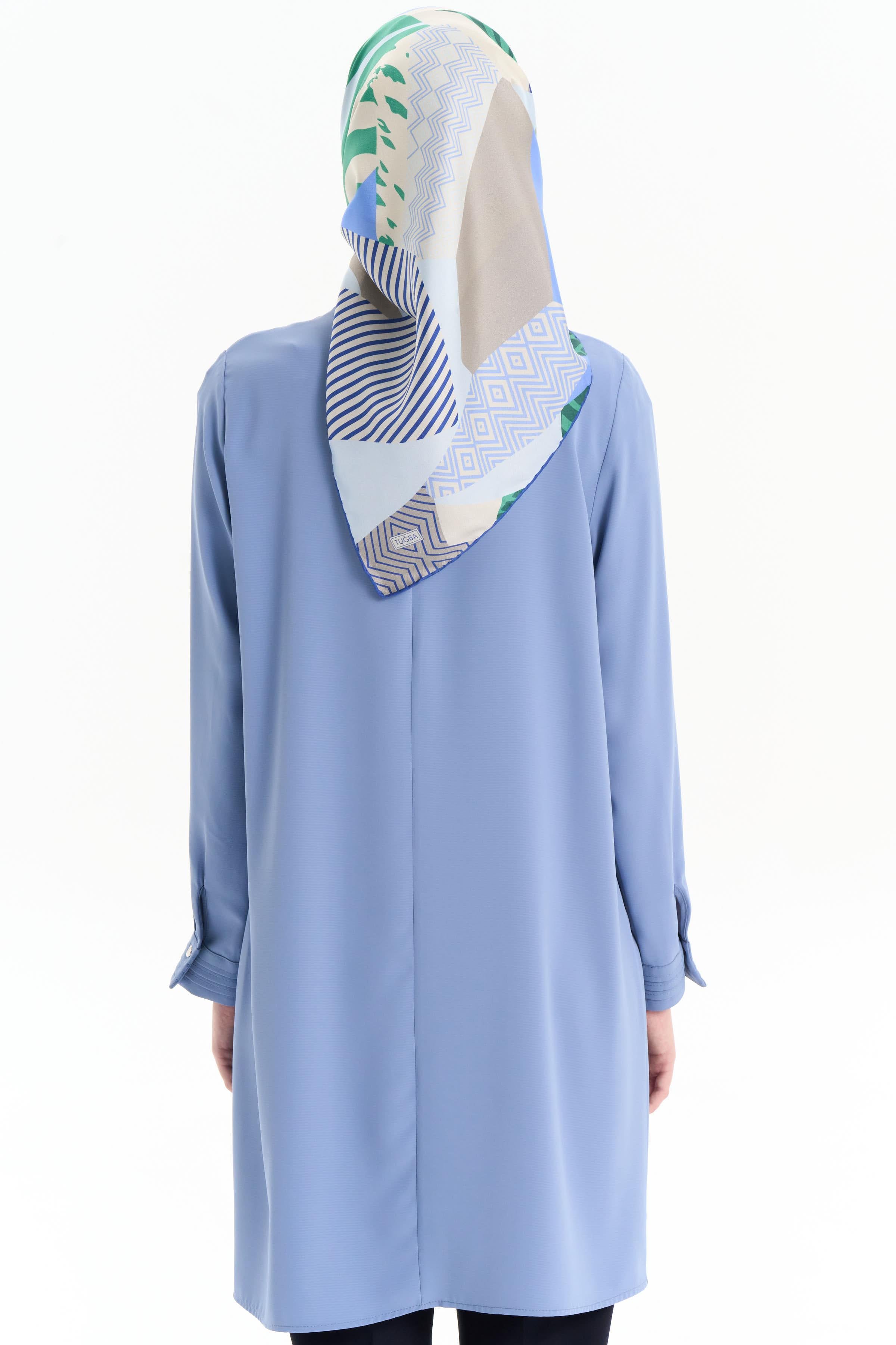 Nervür Detaylı Tunik - Mavi TUGBA