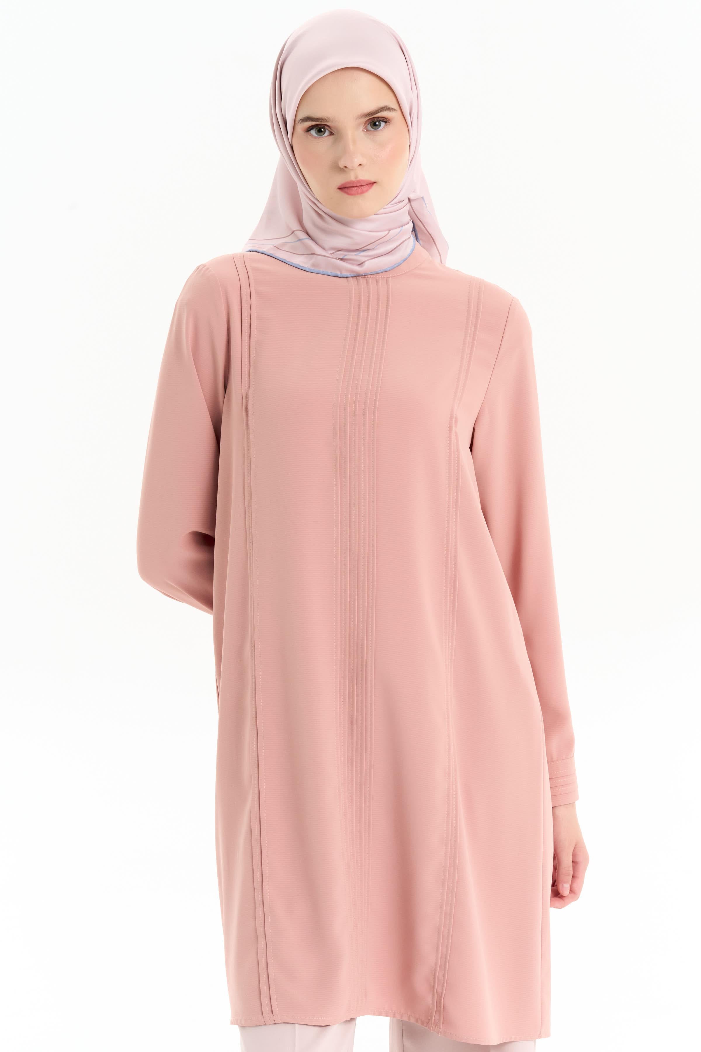 Nervür Detaylı Tunik - Pudra TUGBA