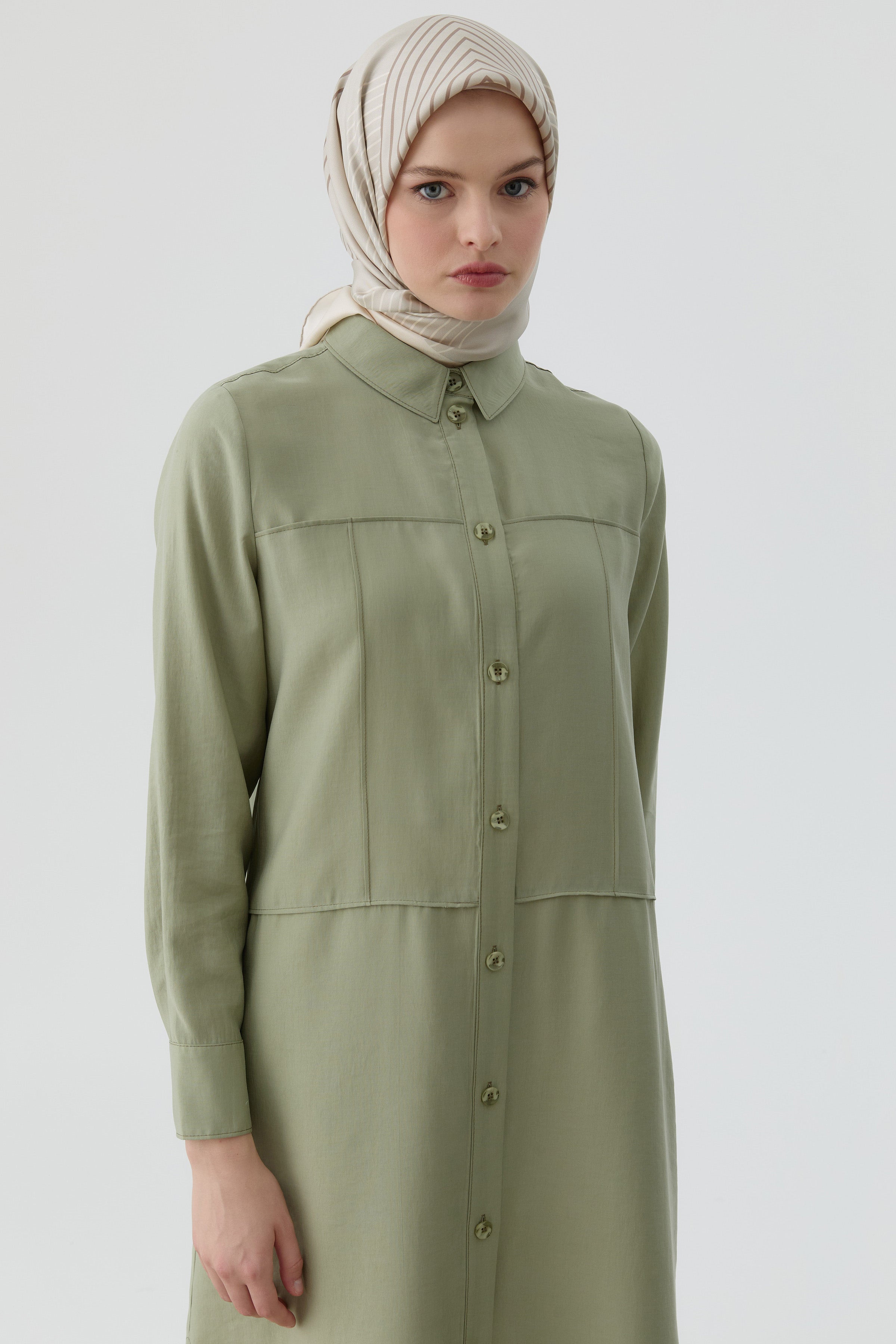 Nervür Kesikli Uzun Tunik - Mint TUGBA